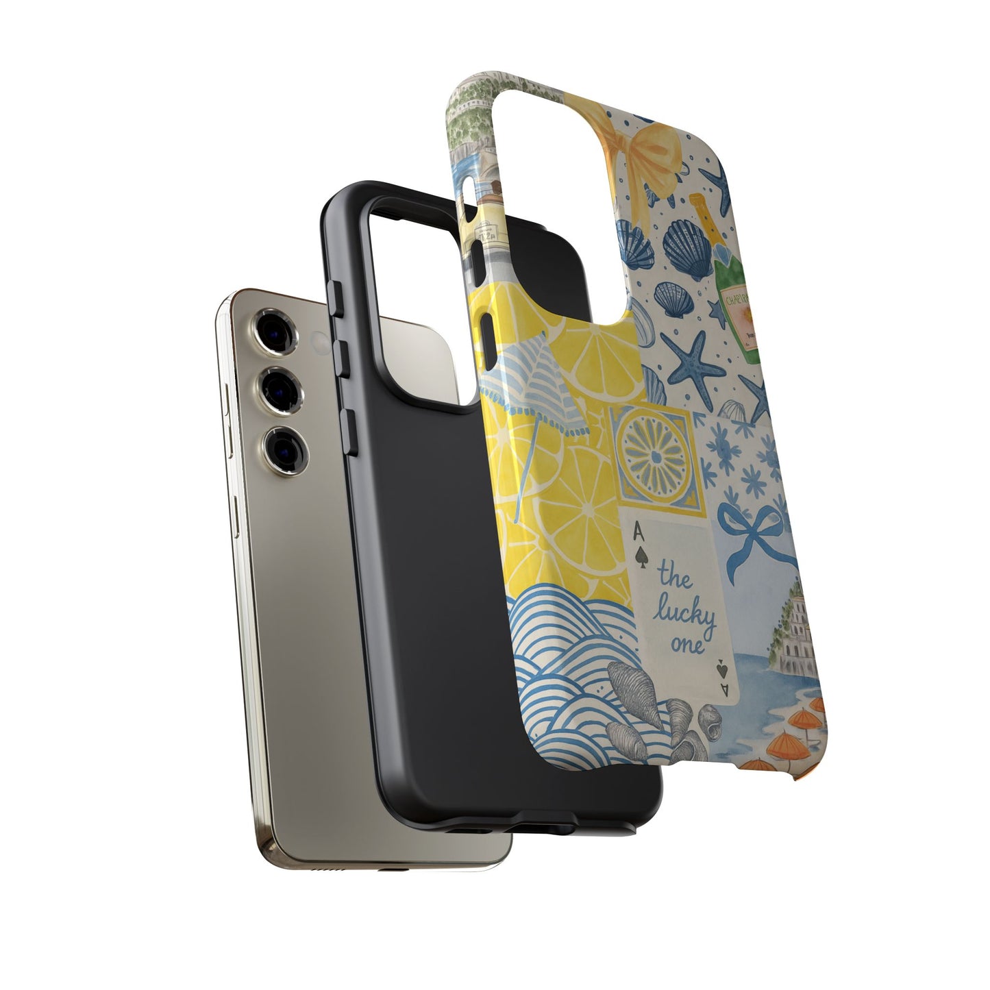 Coastal Collage Phone Case | Beach Shells, Starfish, Lemon, Scenic Travel | Italian Summer