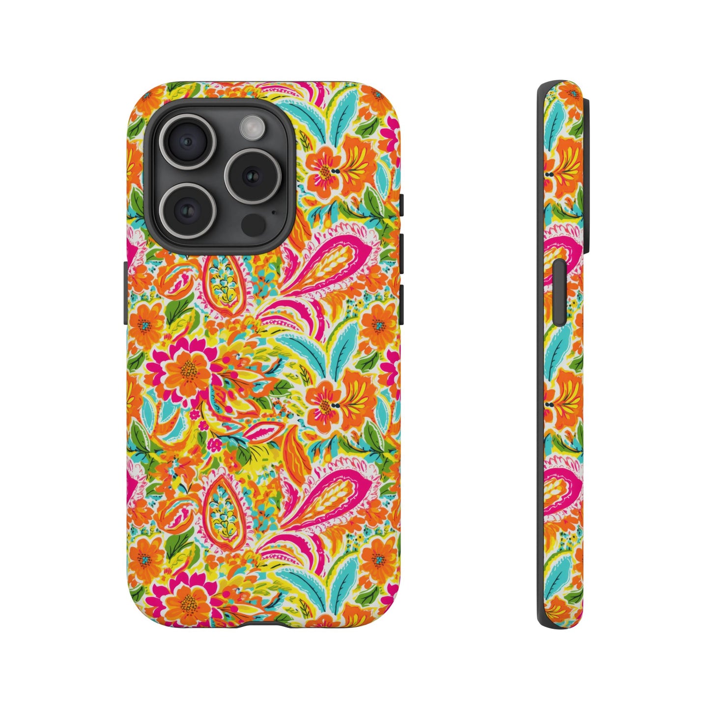 Vibrant Floral Paisley phone case | Tough Cases | Orange and Pink Floral | iPhone 17