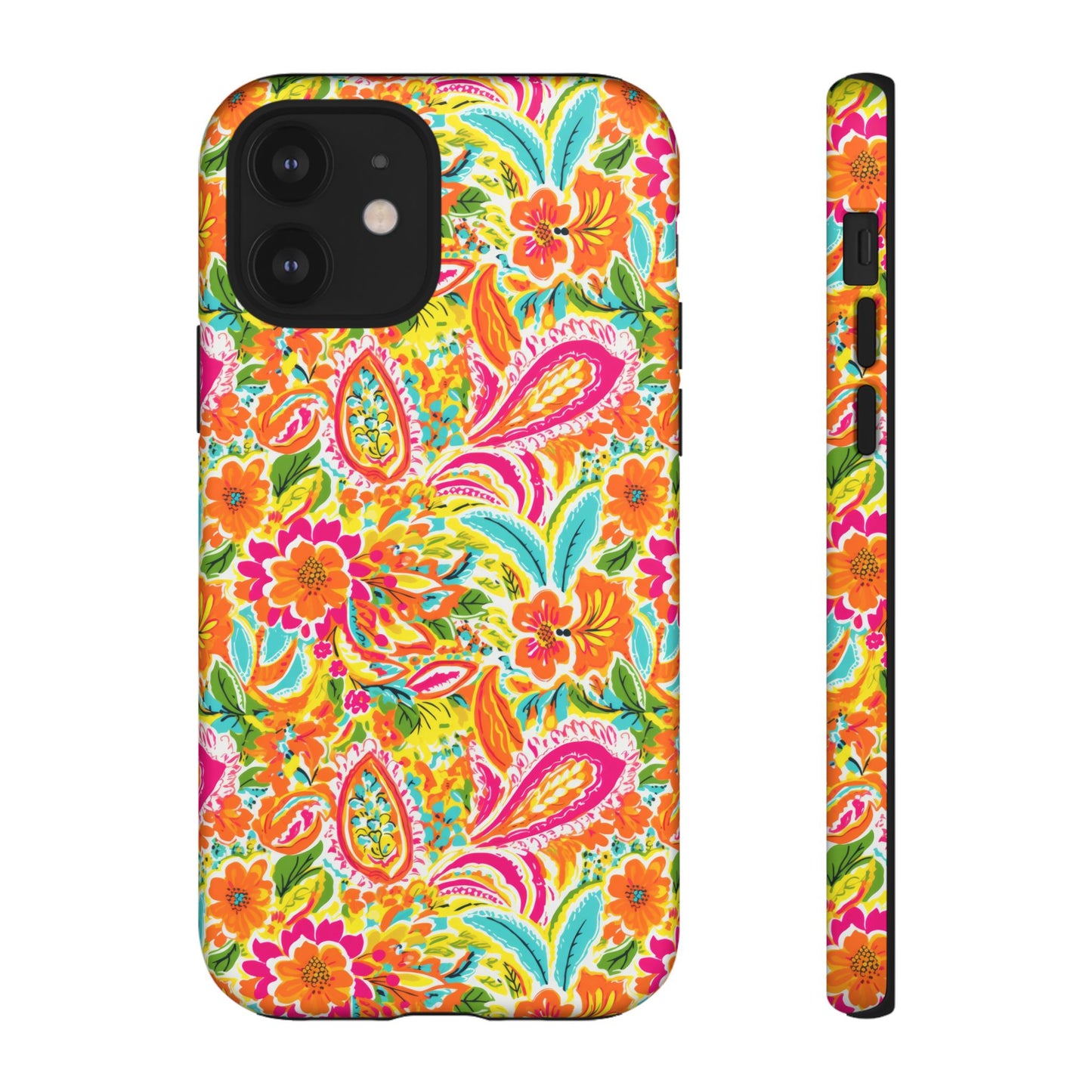 Vibrant Floral Paisley phone case | Tough Cases | Orange and Pink Floral | iPhone 17