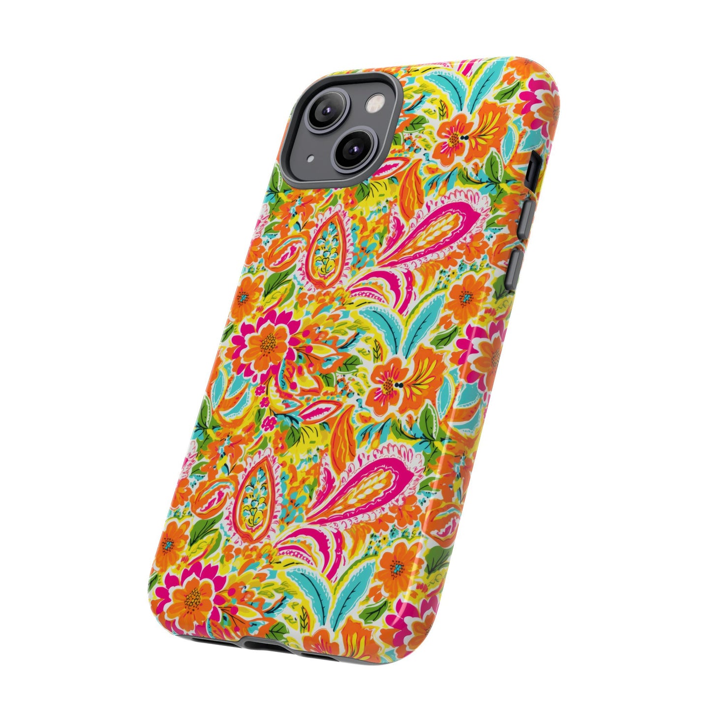 Vibrant Floral Paisley phone case | Tough Cases | Orange and Pink Floral | iPhone 17