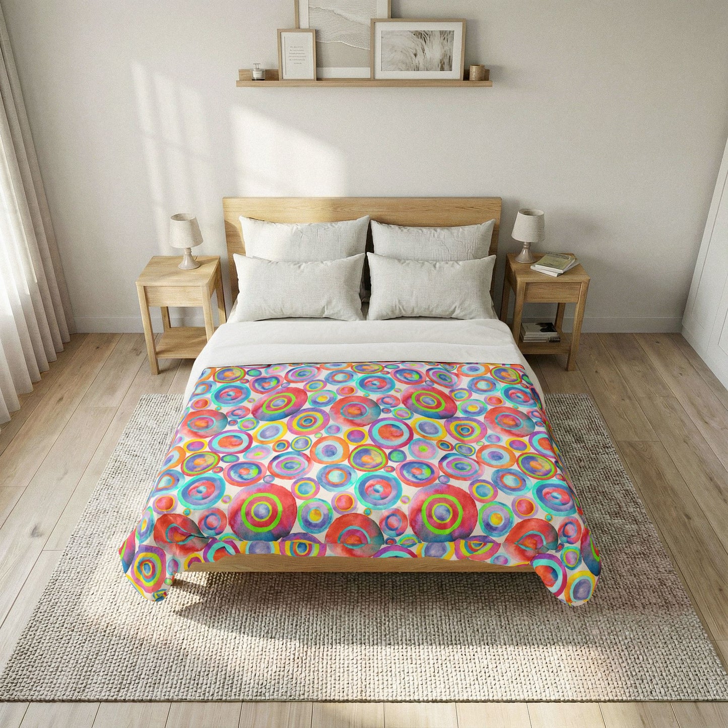Abstract Bright Circles Cotton Comforter — Colorful Modern Bedding