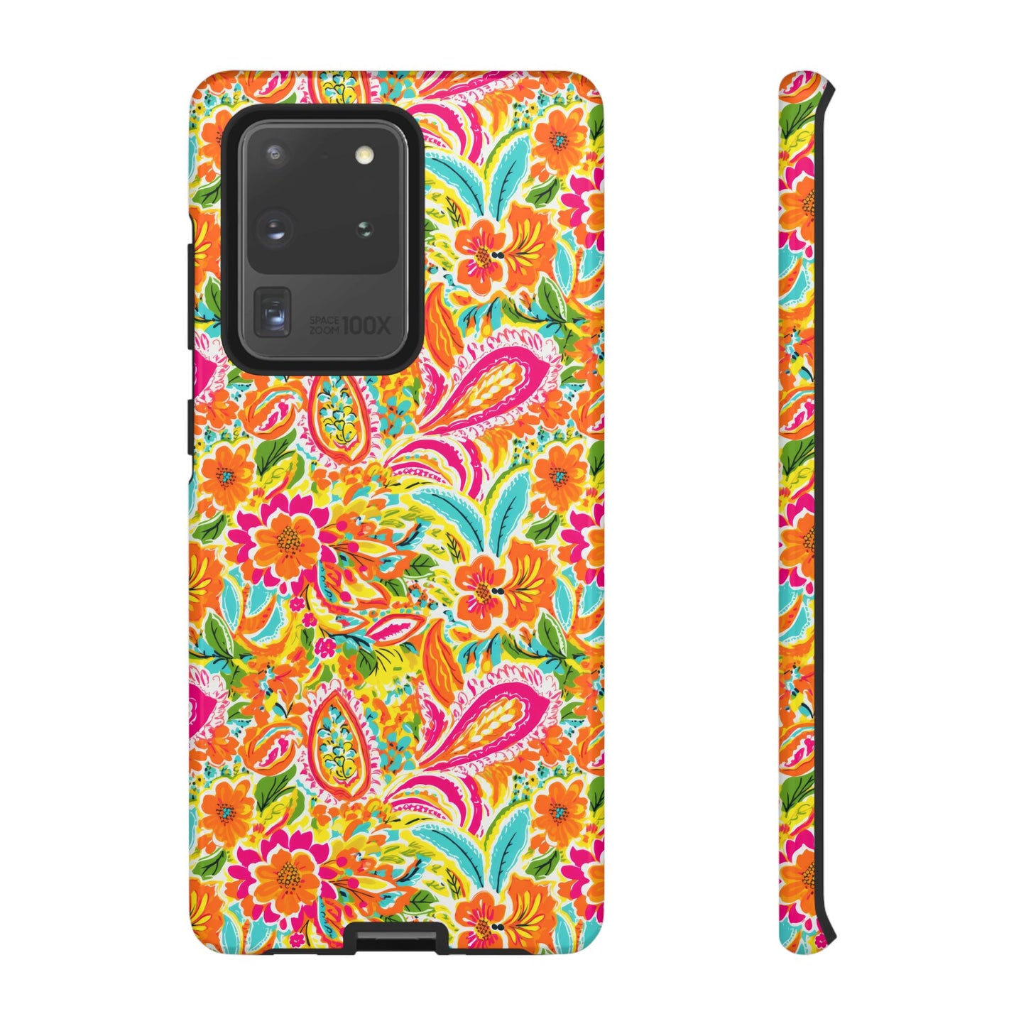 Vibrant Floral Paisley phone case | Tough Cases | Orange and Pink Floral | iPhone 17