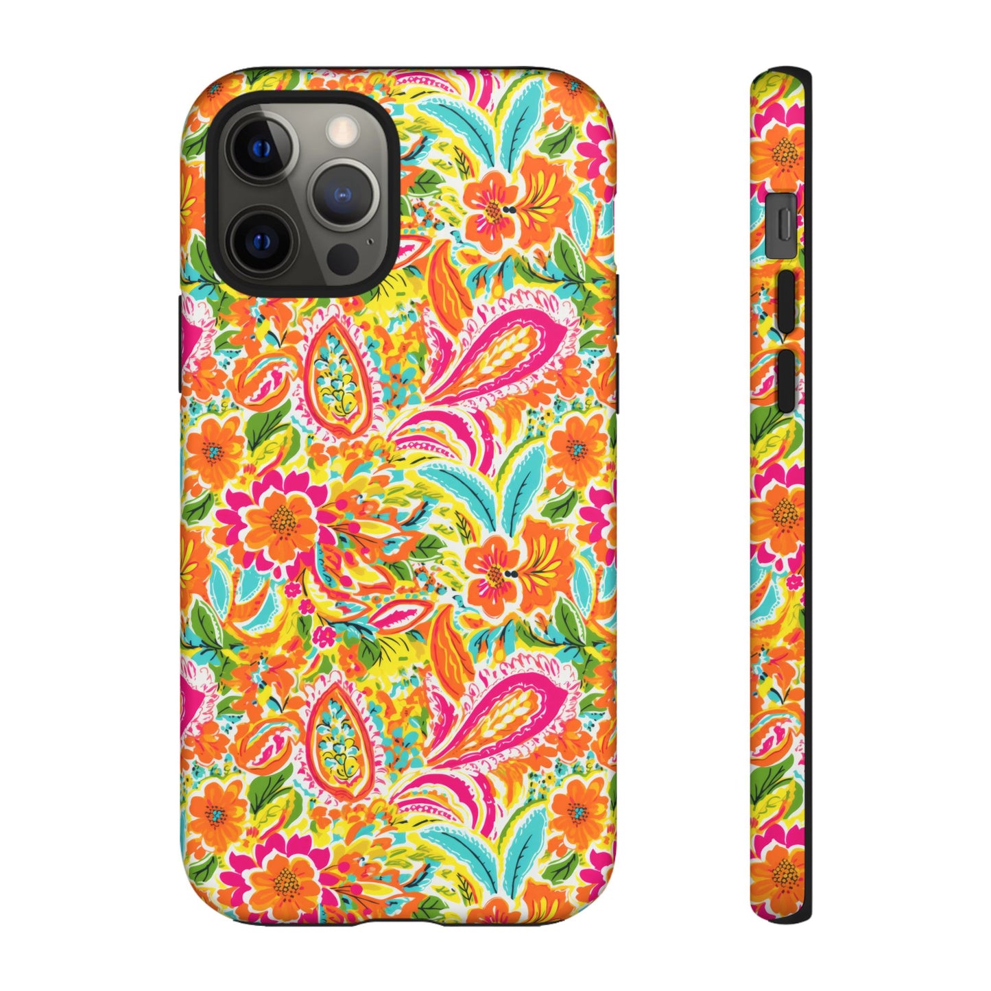 Vibrant Floral Paisley phone case | Tough Cases | Orange and Pink Floral | iPhone 17