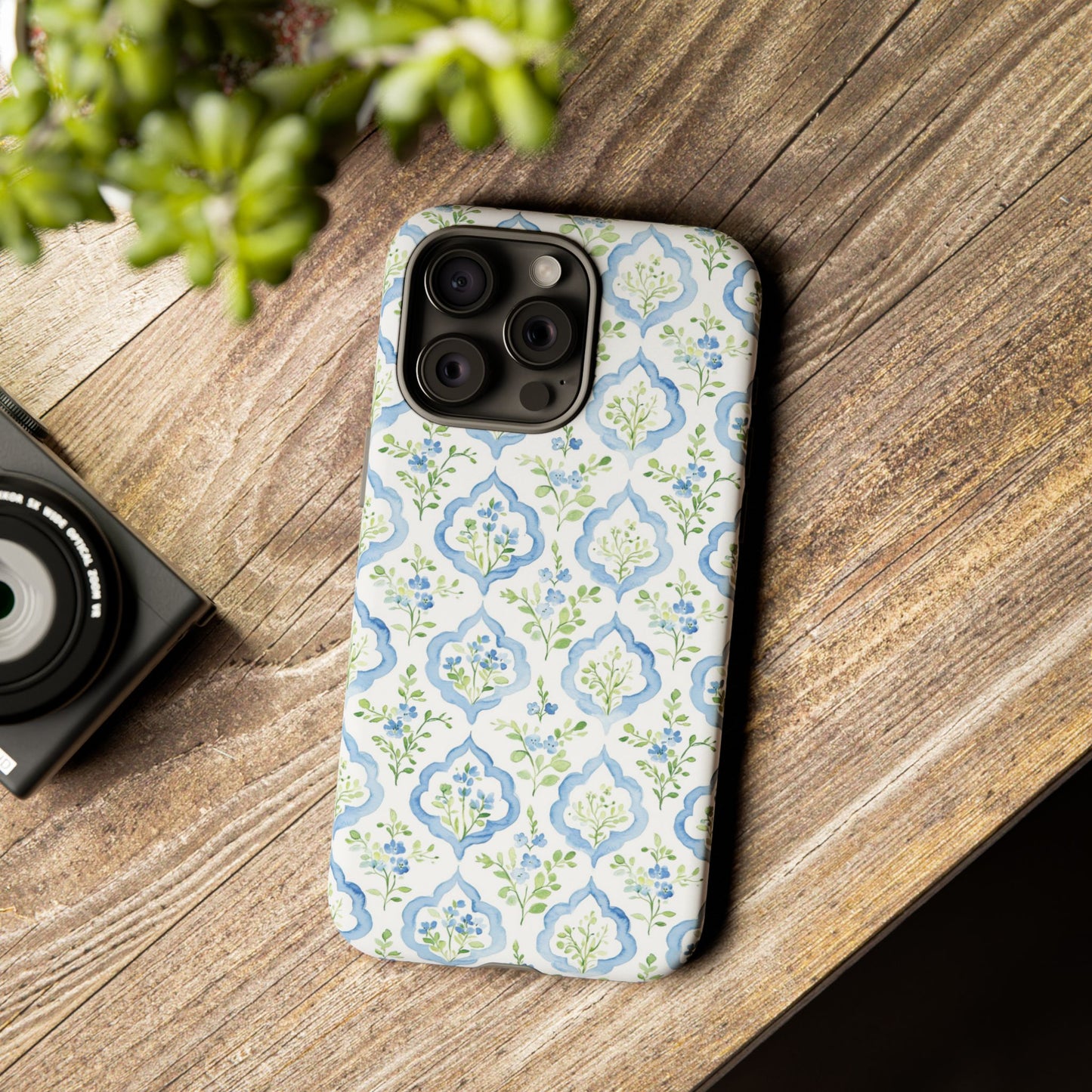 Blue Floral Damask phone case | Tough Case | iPhone 17