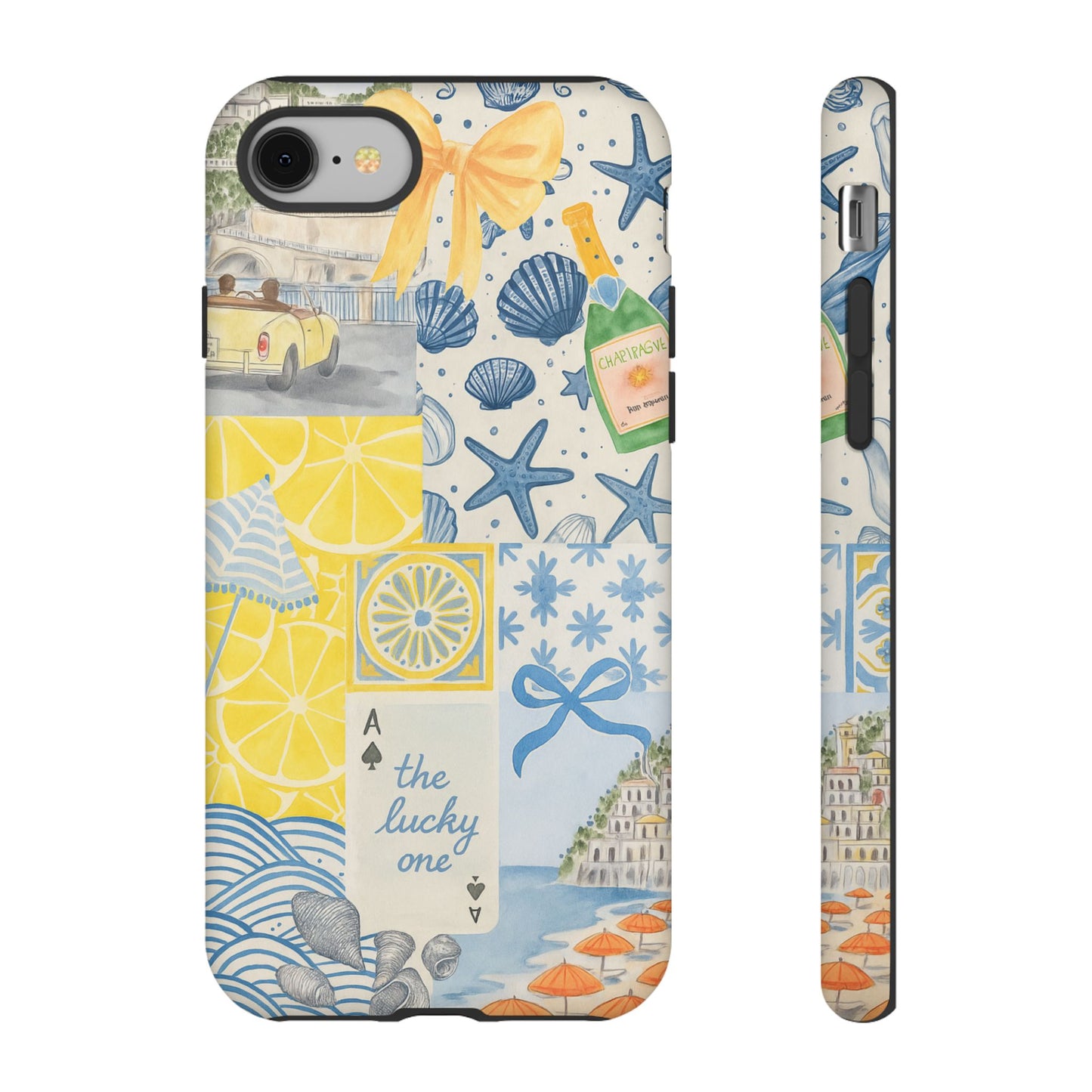Coastal Collage Phone Case | Beach Shells, Starfish, Lemon, Scenic Travel | Italian Summer