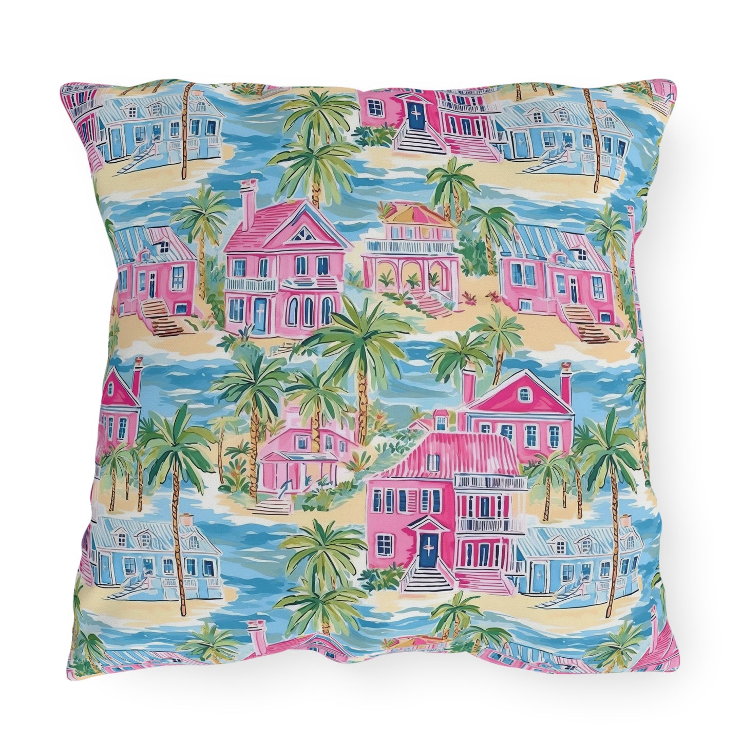 Outdoor Throw Pillow, Coastal Palm Beach Houses