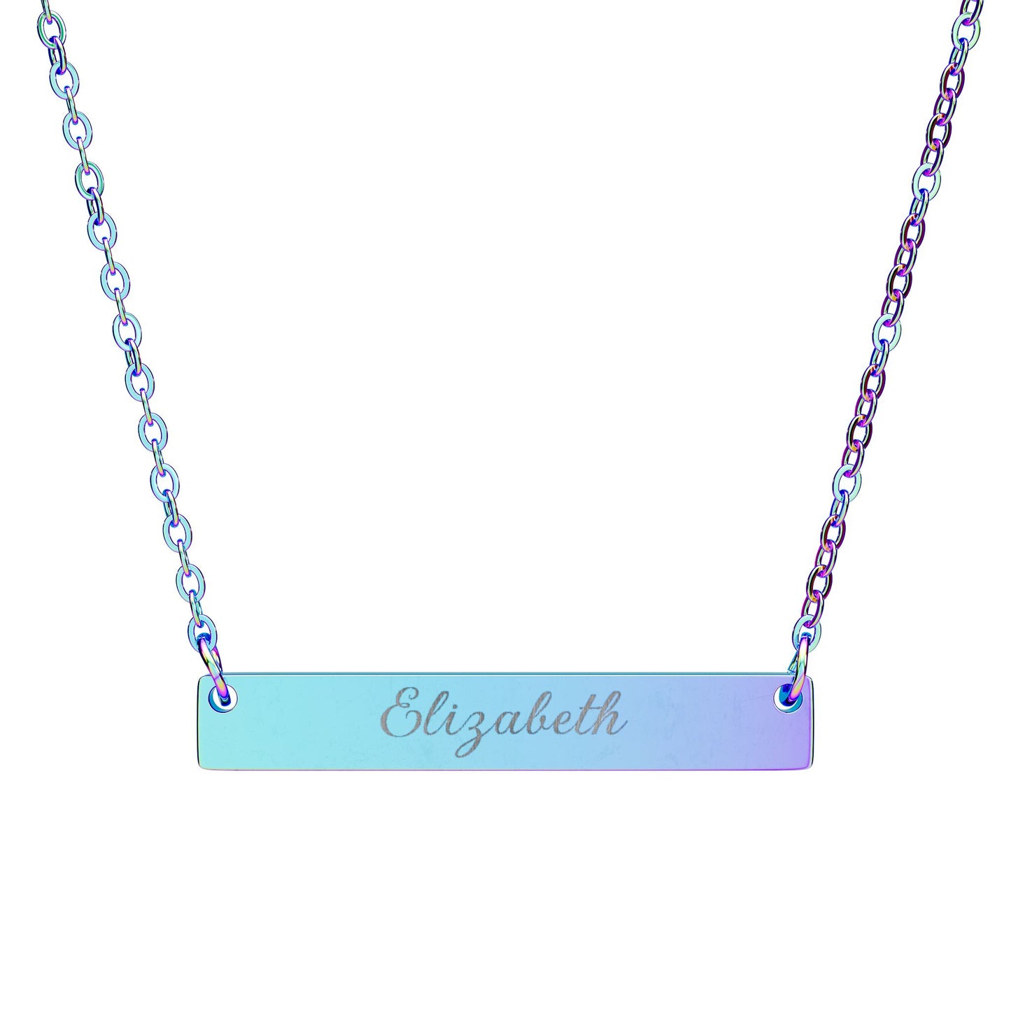 Engraved Horizontal Bar Necklace — Personalized Name Pendant