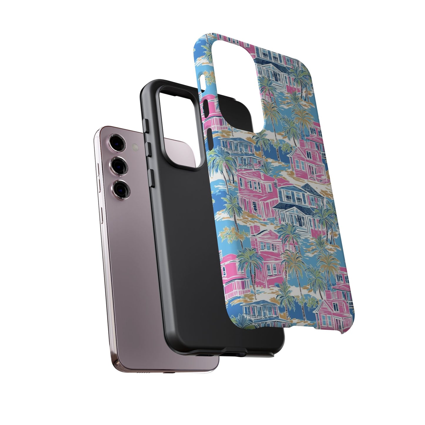 Tropical Beach Houses Tough Case | Palm Tree Coastal Phone Cover | iPhone 17