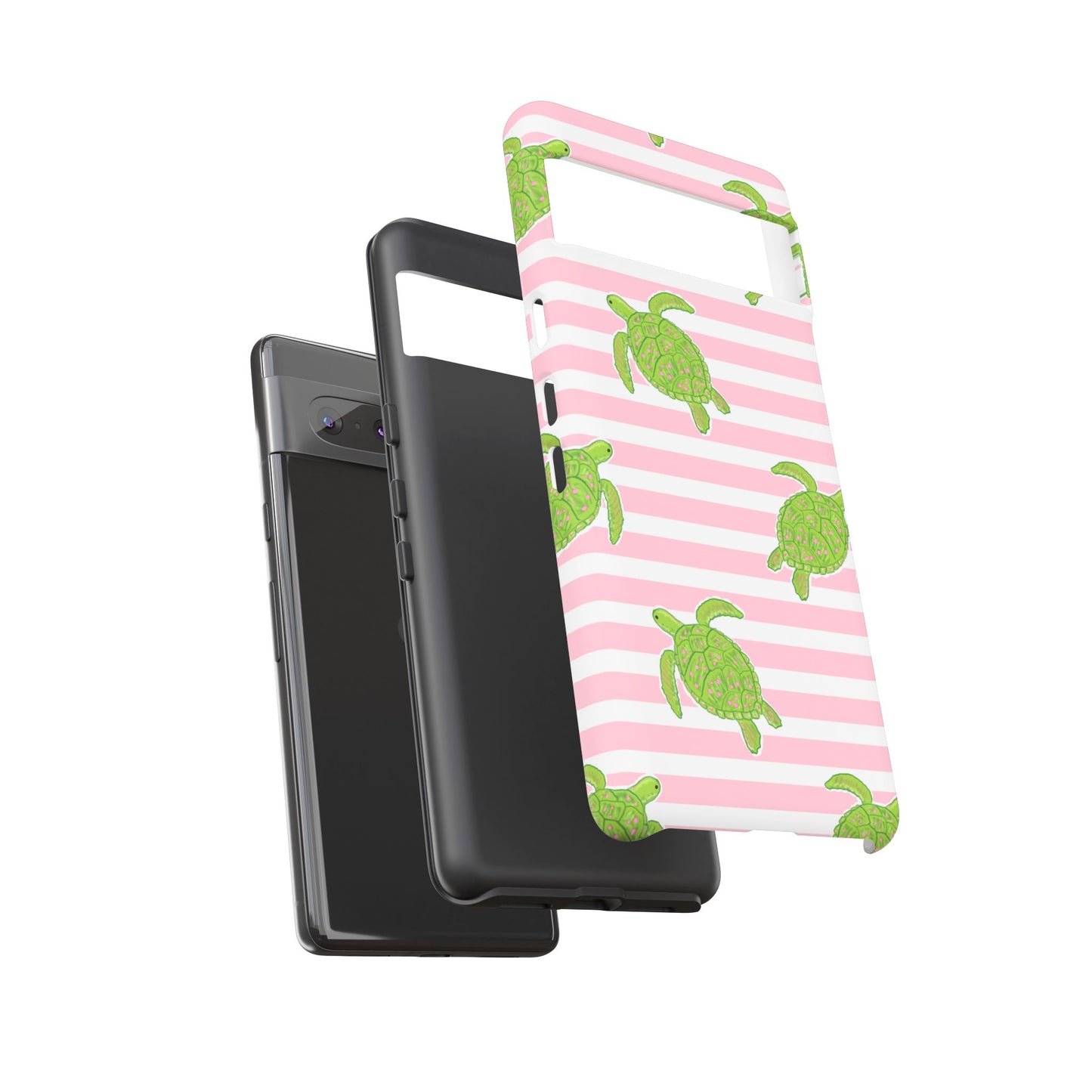 Green Sea Turtles Phone Case | Pink Stripes Tough Case | iPhone 17