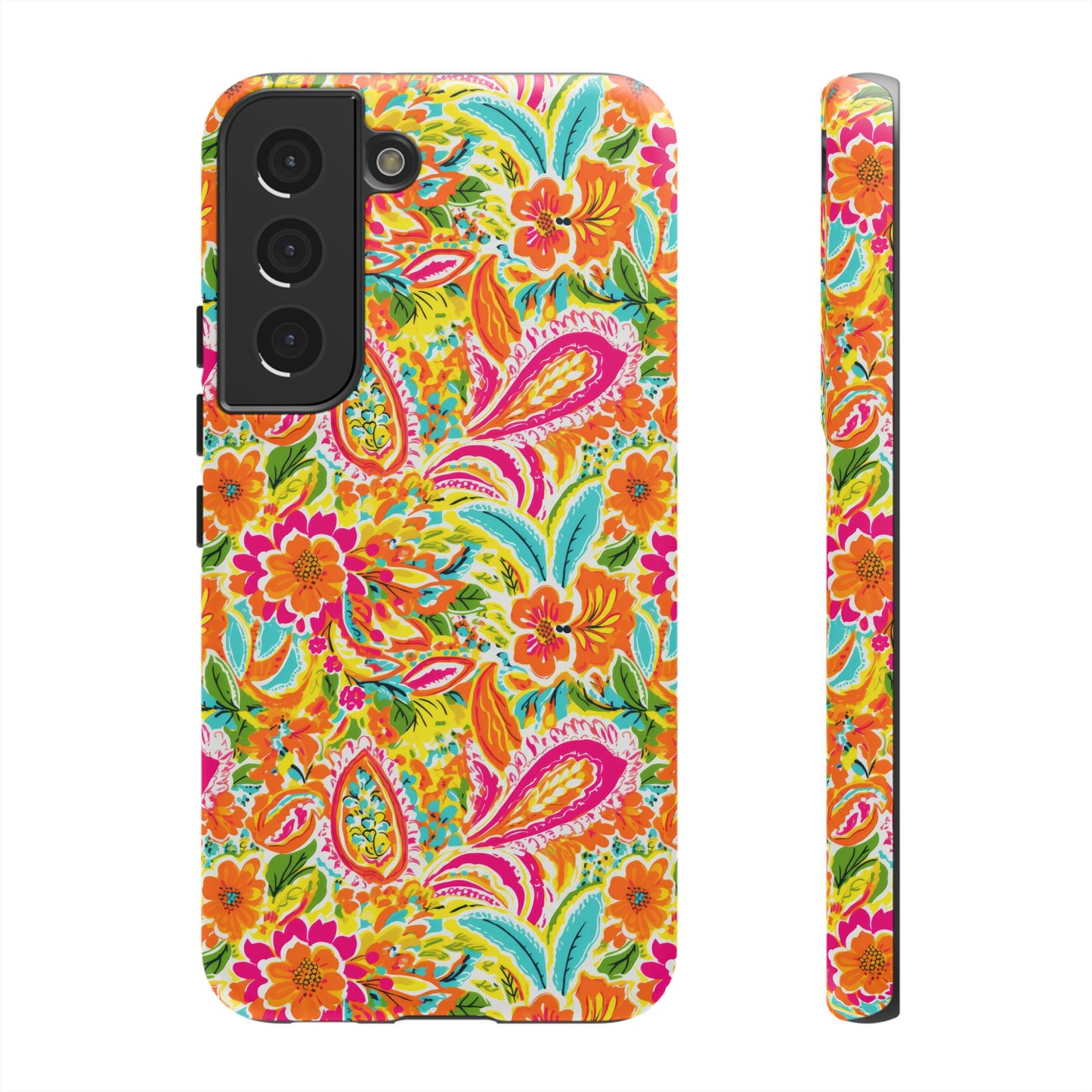 Vibrant Floral Paisley phone case | Tough Cases | Orange and Pink Floral | iPhone 17