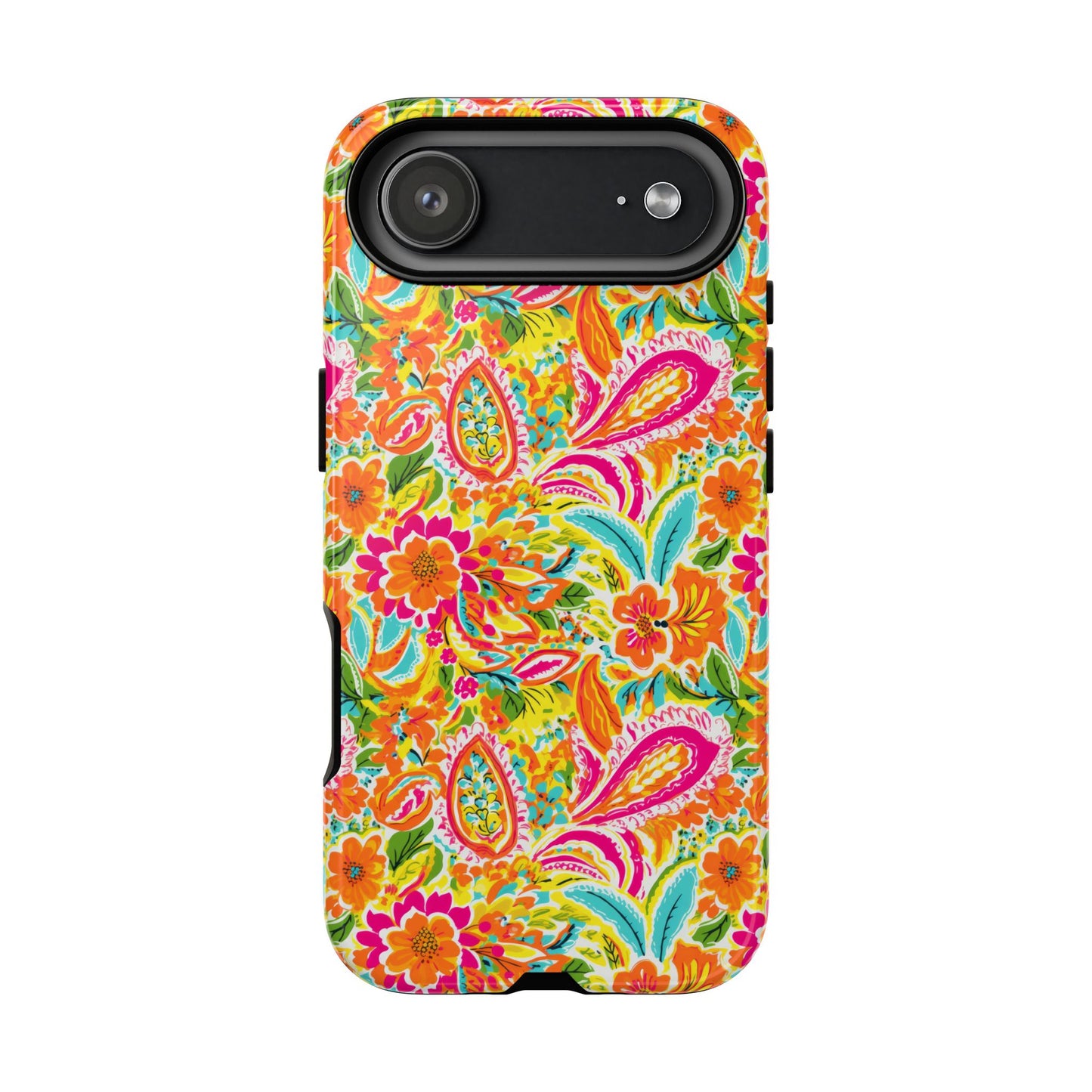 Vibrant Floral Paisley phone case | Tough Cases | Orange and Pink Floral | iPhone 17