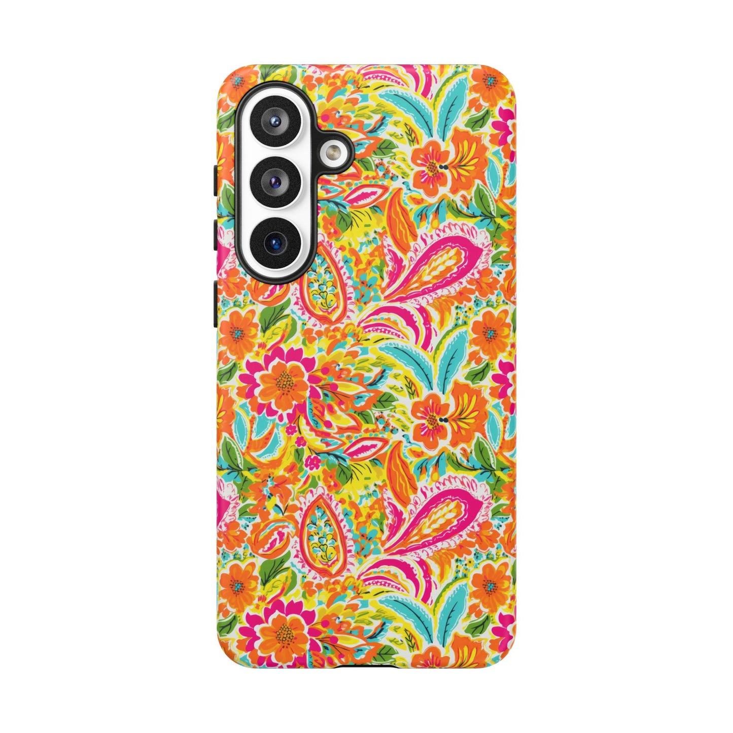 Vibrant Floral Paisley phone case | Tough Cases | Orange and Pink Floral | iPhone 17