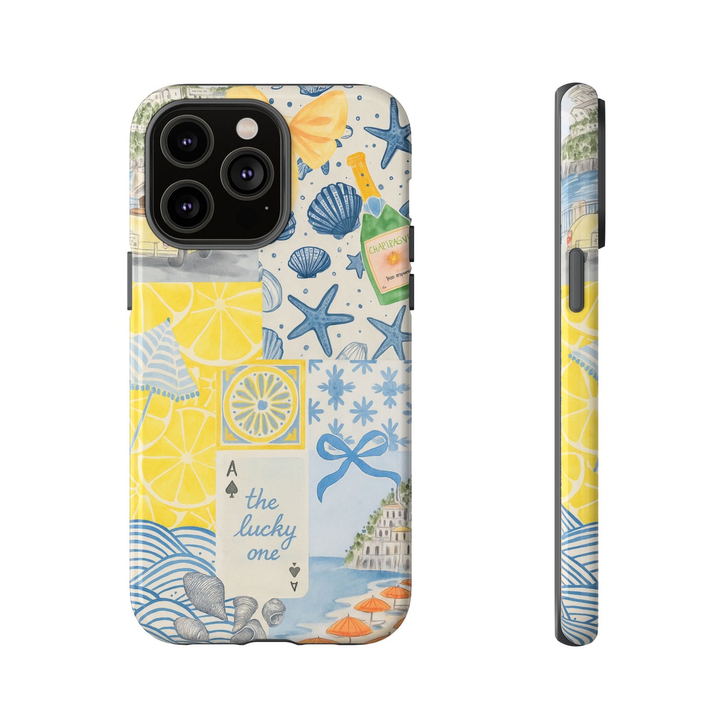 Coastal Collage Phone Case | Beach Shells, Starfish, Lemon, Scenic Travel | Italian Summer