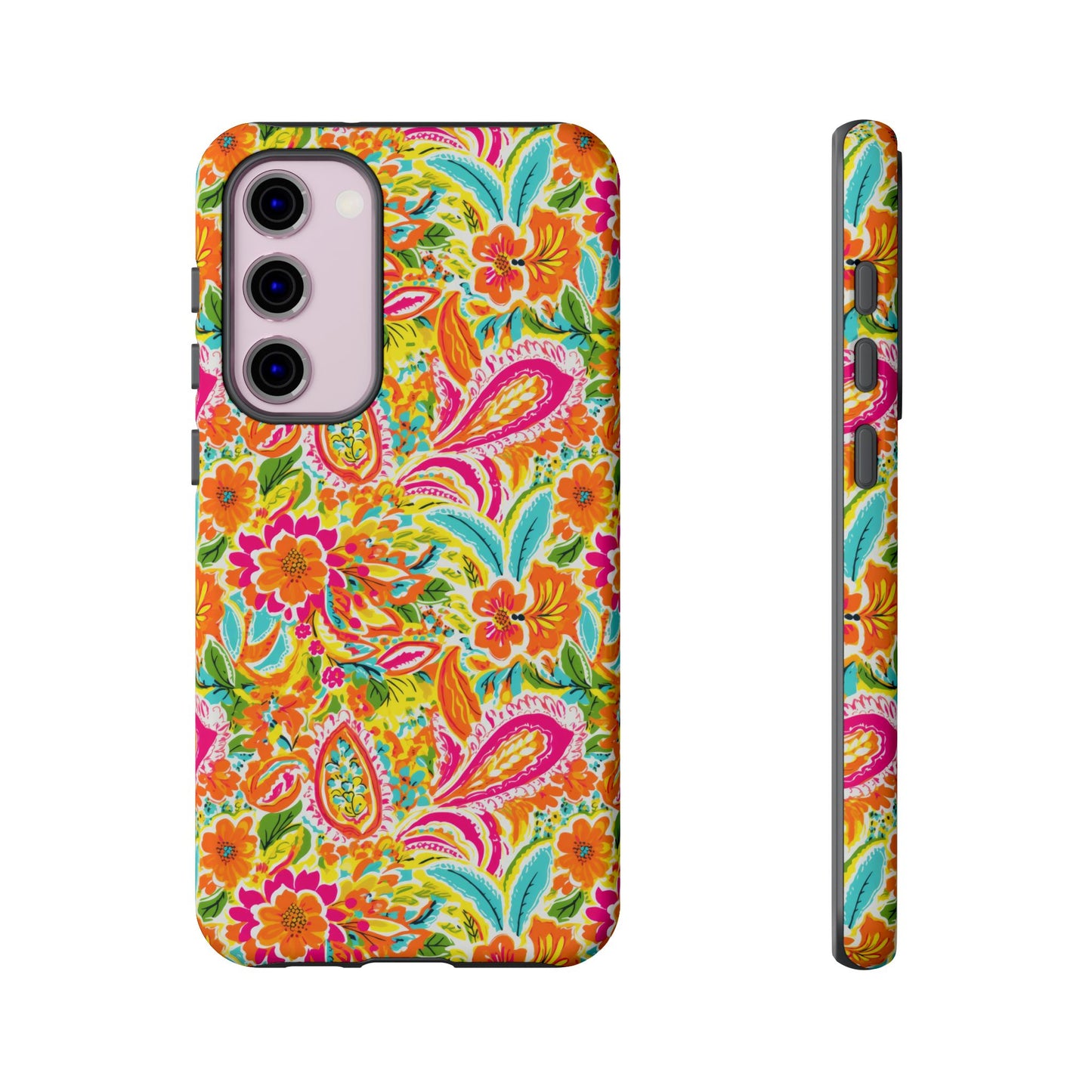 Vibrant Floral Paisley phone case | Tough Cases | Orange and Pink Floral | iPhone 17