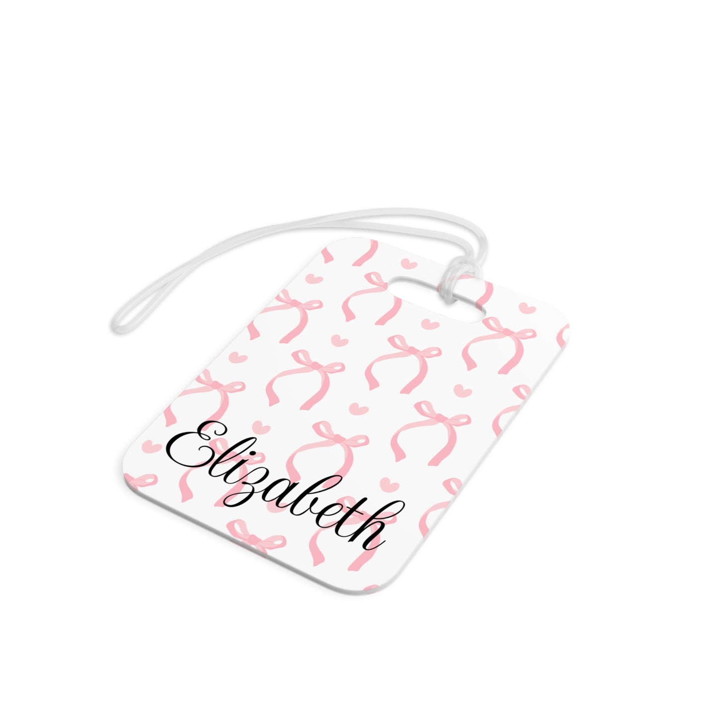 Personalized Pink Bow Luggage Tag — Custom Name Travel ID