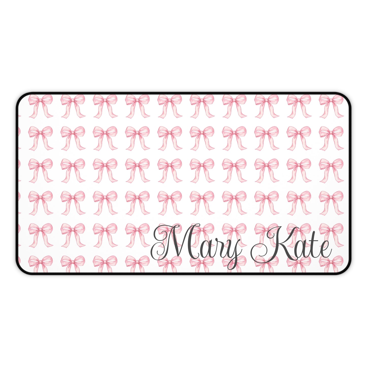 Personalized Pink Bow Desk Mat