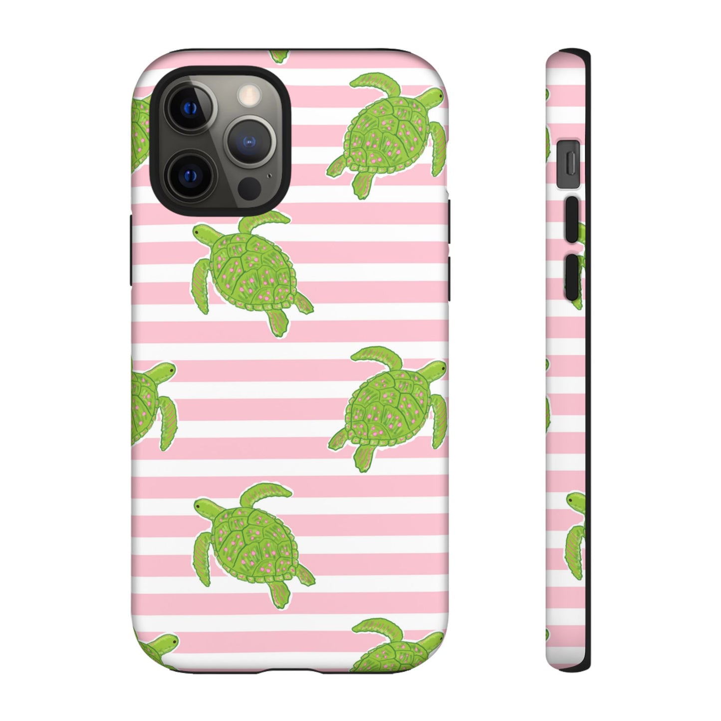 Green Sea Turtles Phone Case | Pink Stripes Tough Case | iPhone 17