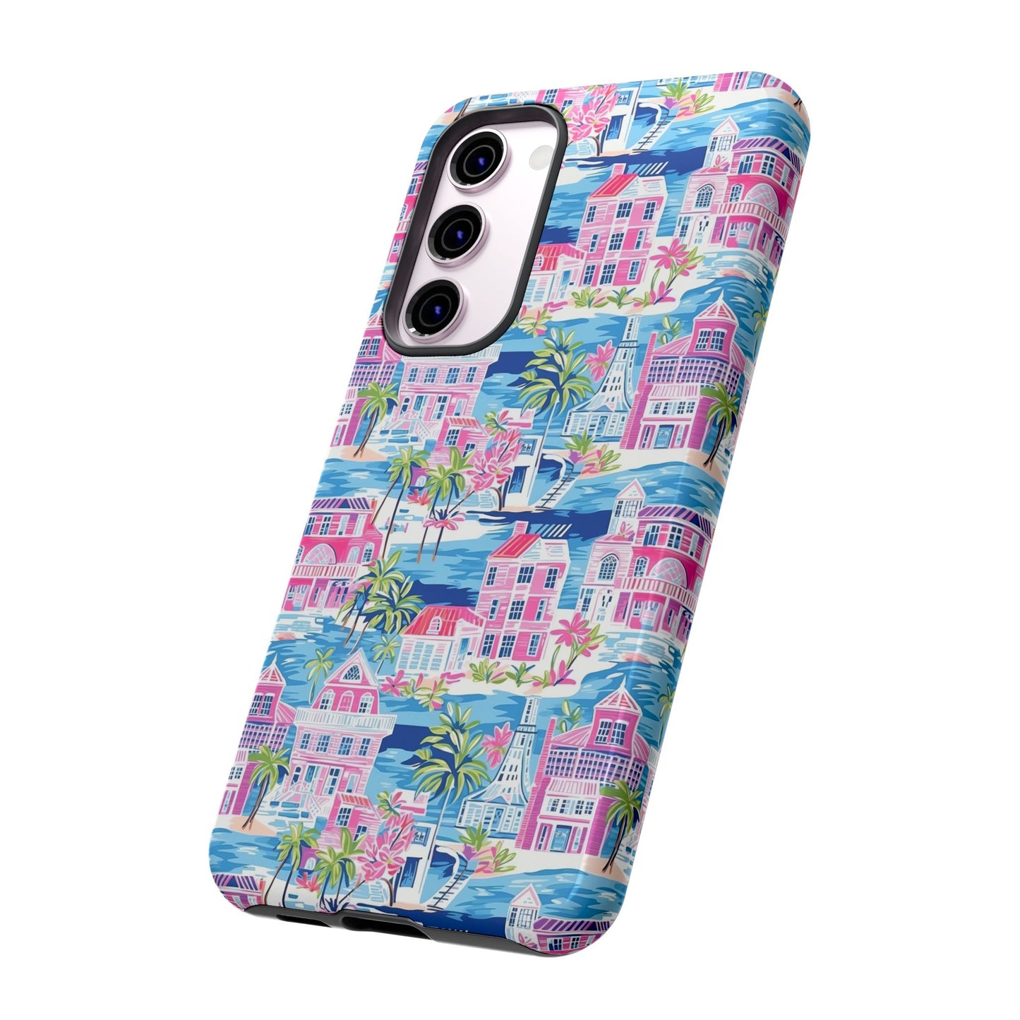 Pink Coastal Houses phone case | Tough Case | iPhone 17