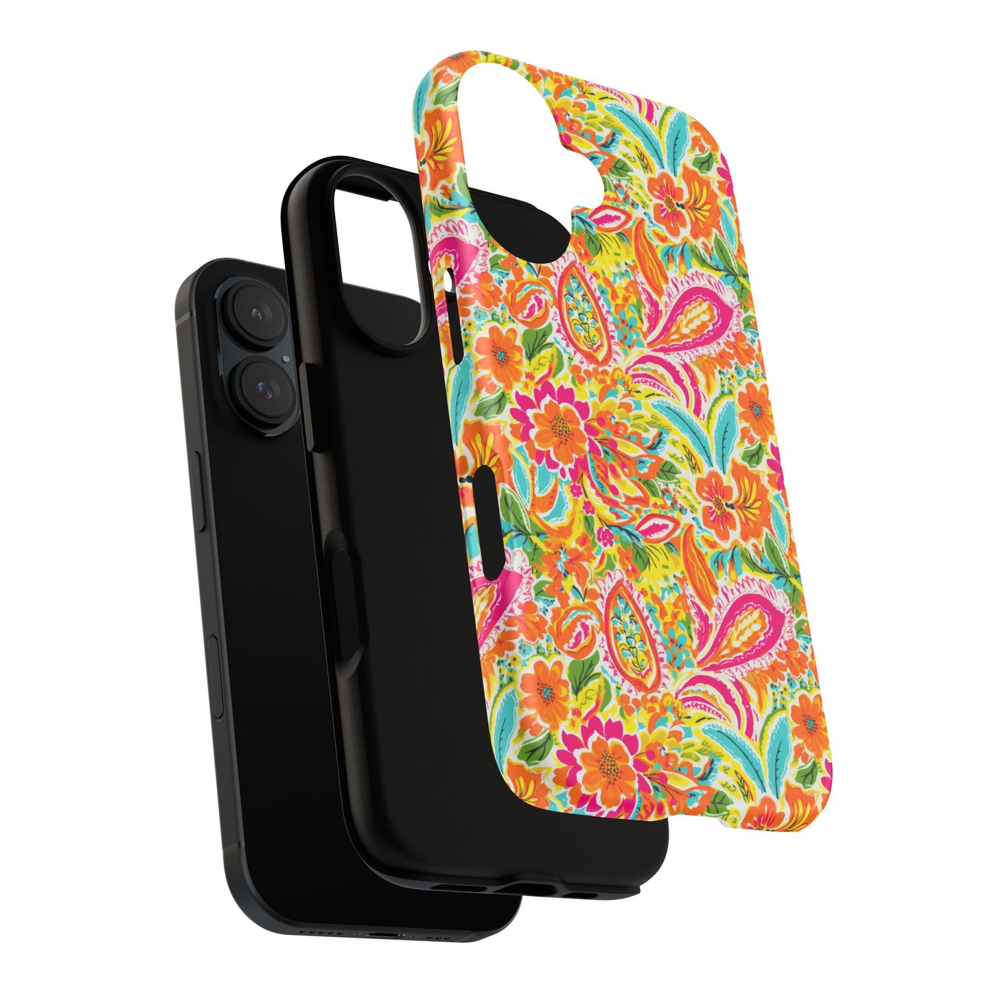 Vibrant Floral Paisley phone case | Tough Cases | Orange and Pink Floral | iPhone 17