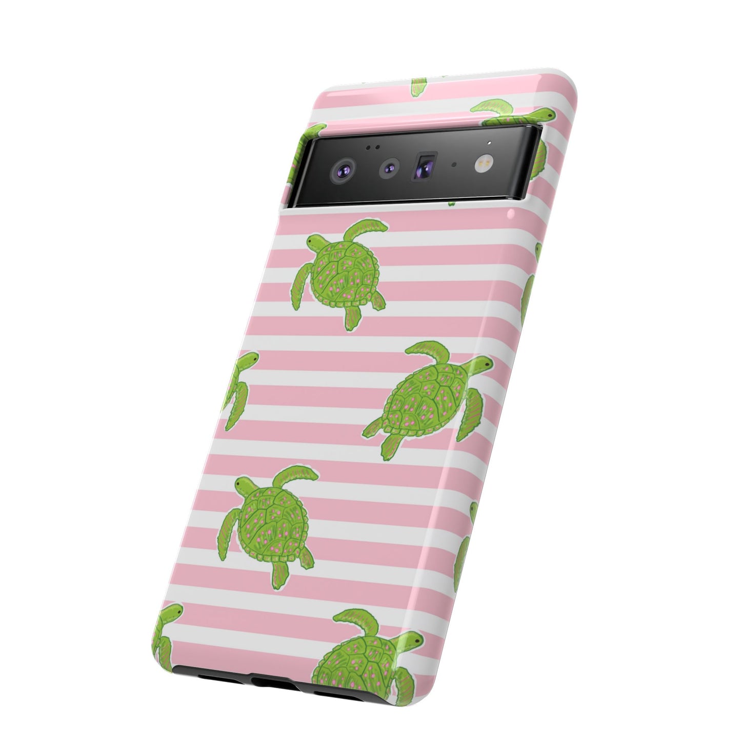 Green Sea Turtles Phone Case | Pink Stripes Tough Case | iPhone 17