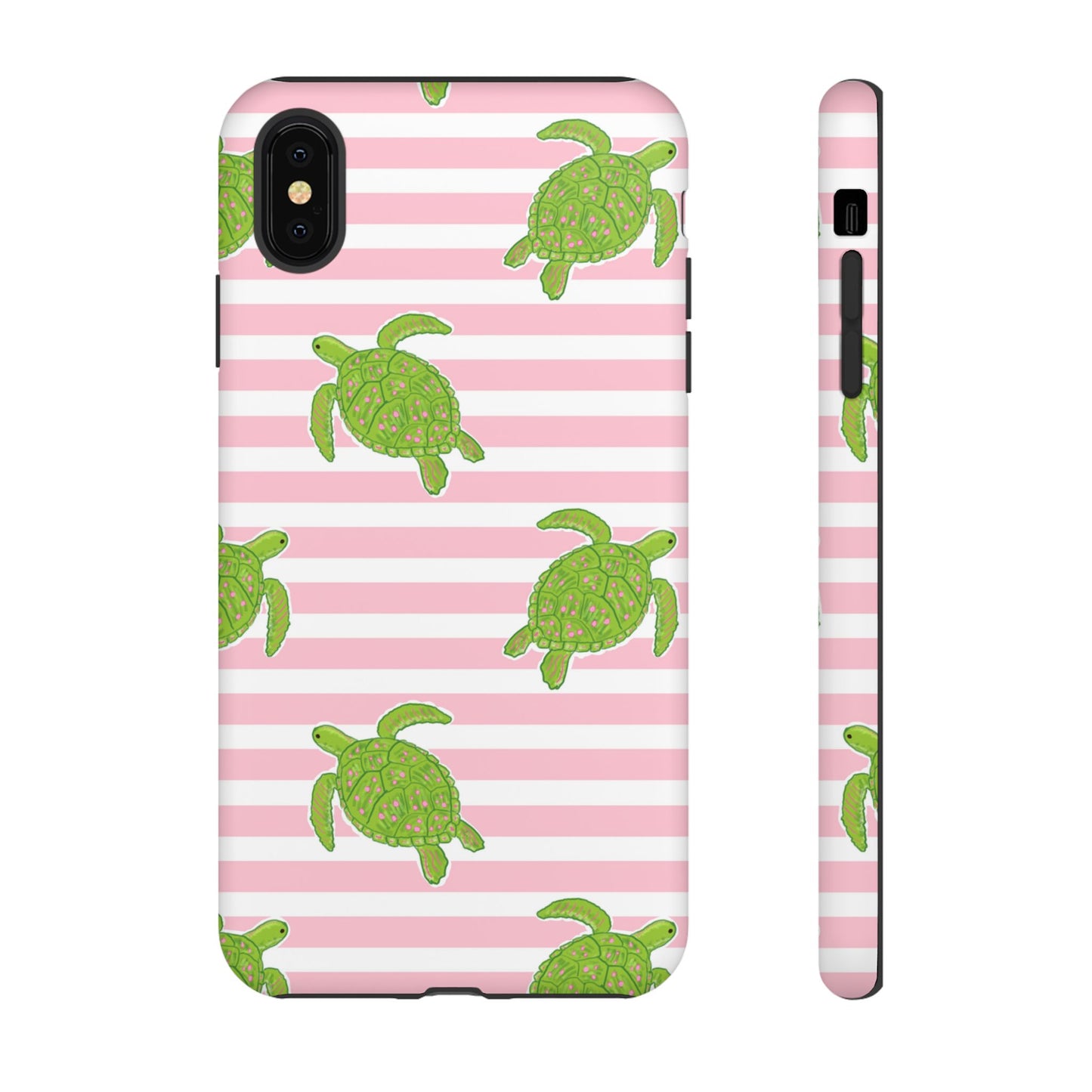 Green Sea Turtles Phone Case | Pink Stripes Tough Case | iPhone 17