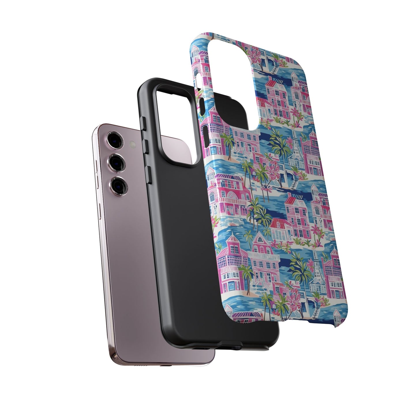 Pink Coastal Houses phone case | Tough Case | iPhone 17