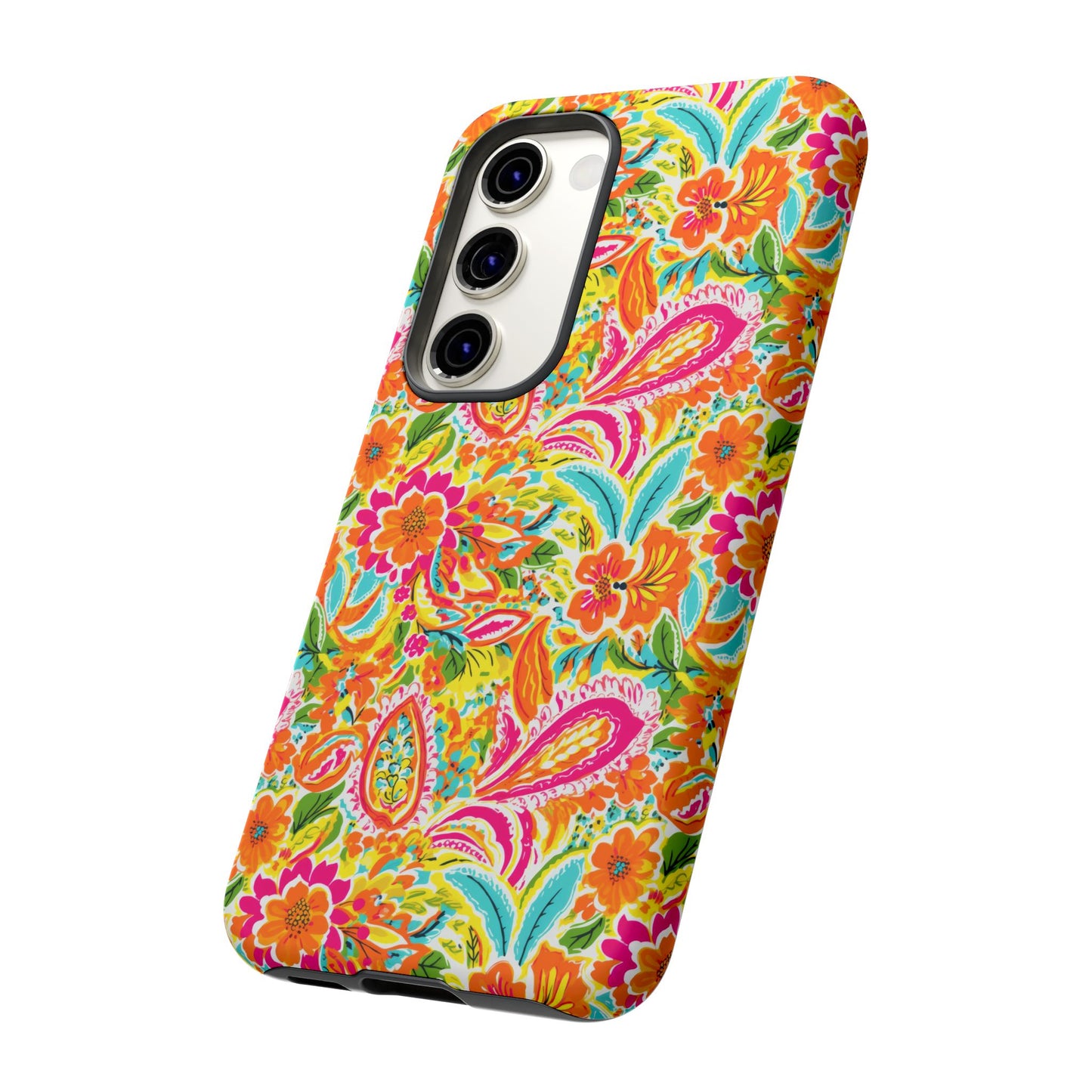Vibrant Floral Paisley phone case | Tough Cases | Orange and Pink Floral | iPhone 17