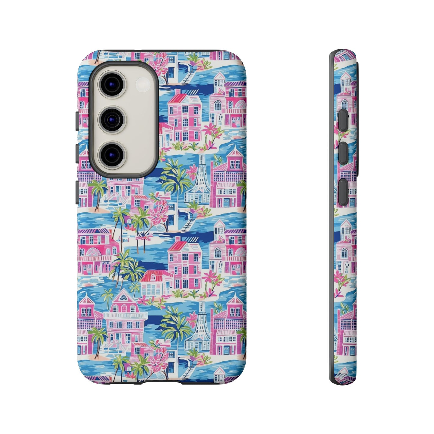 Pink Coastal Houses phone case | Tough Case | iPhone 17