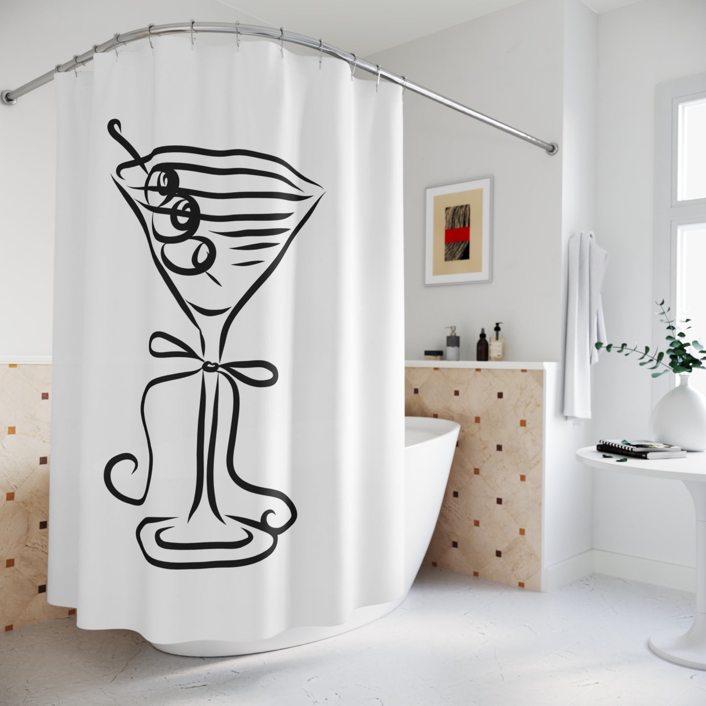 Coquette Martini Shower Curtain Silhouette