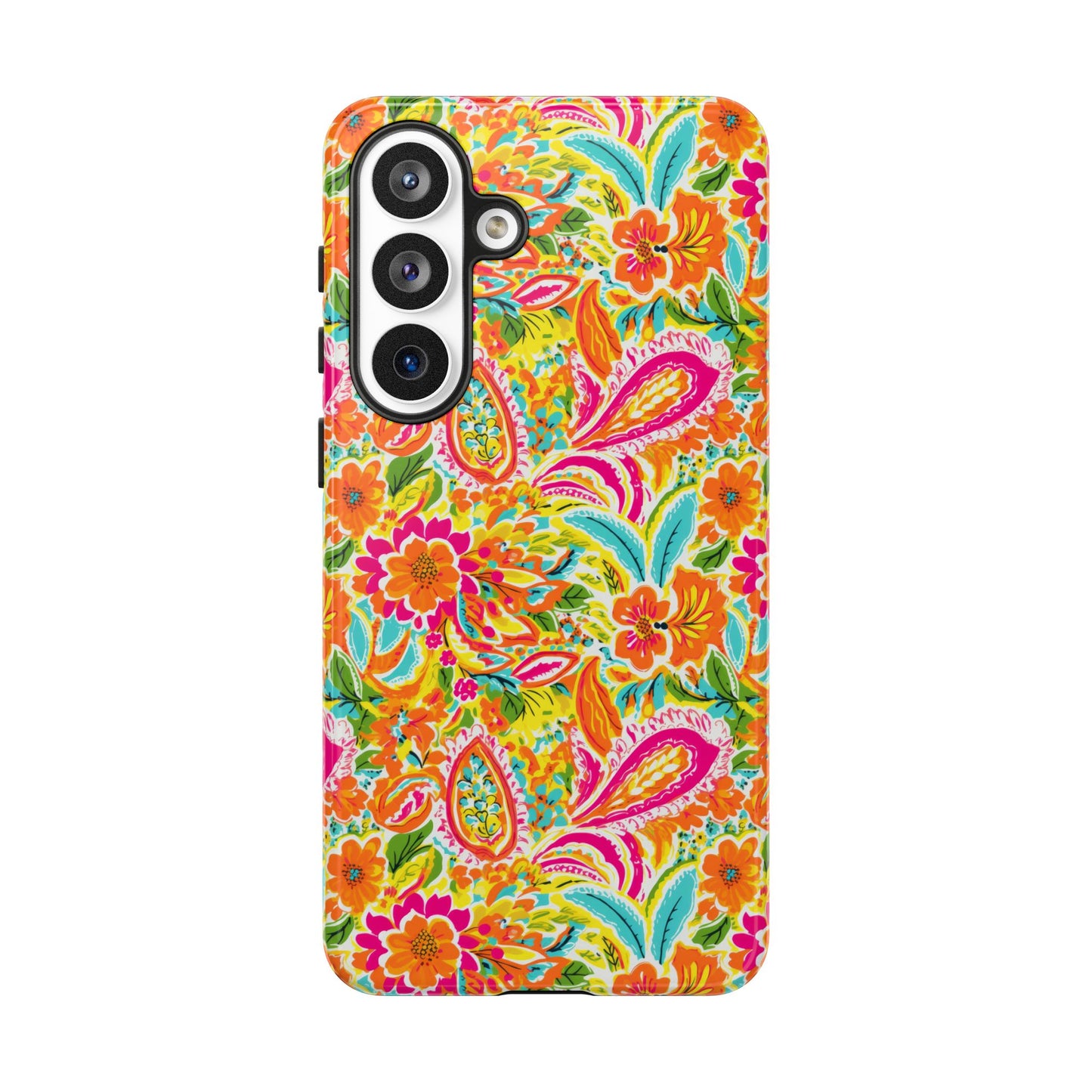 Vibrant Floral Paisley phone case | Tough Cases | Orange and Pink Floral | iPhone 17