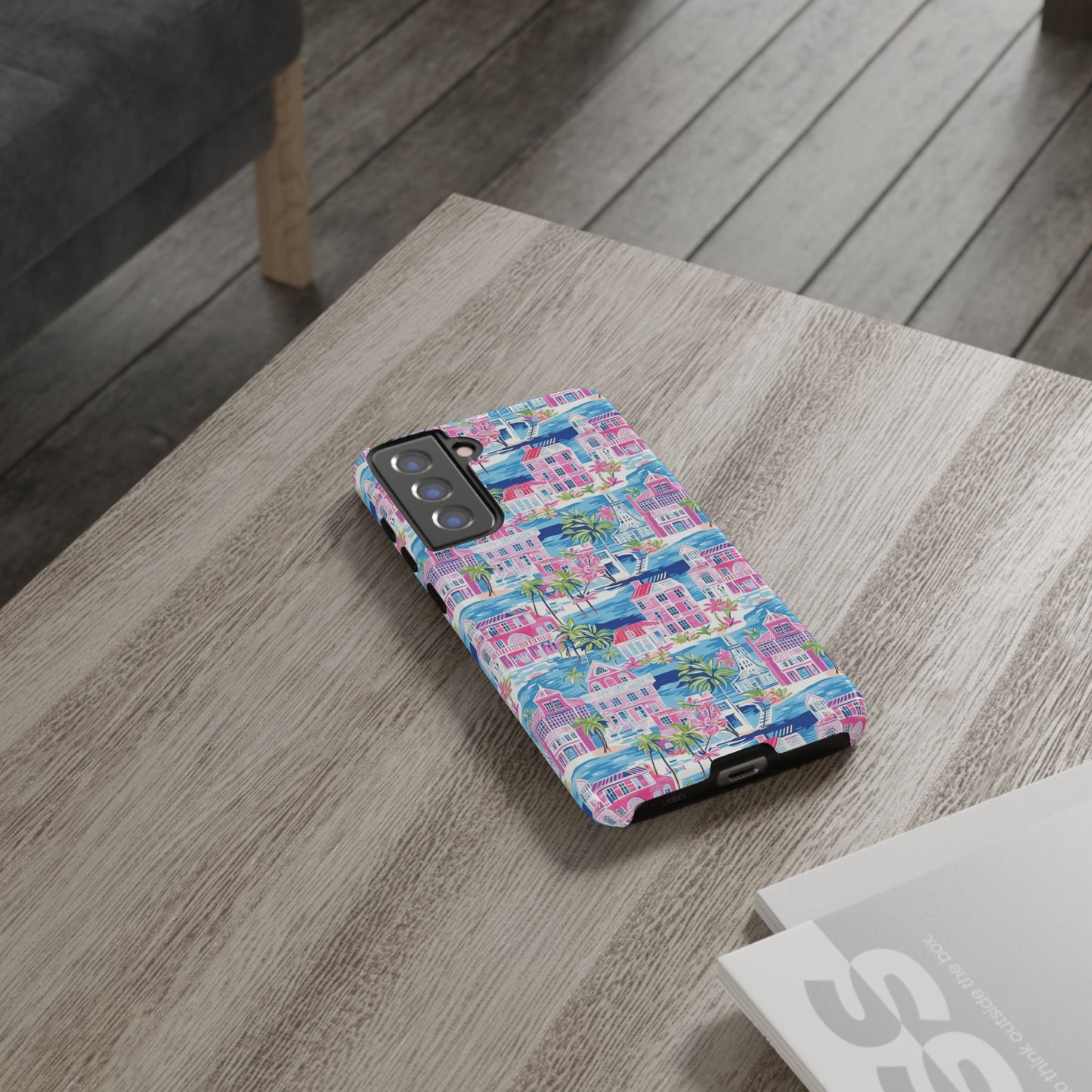 Pink Coastal Houses phone case | Tough Case | iPhone 17