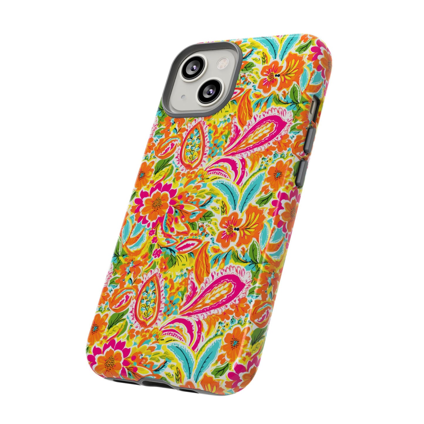 Vibrant Floral Paisley phone case | Tough Cases | Orange and Pink Floral | iPhone 17