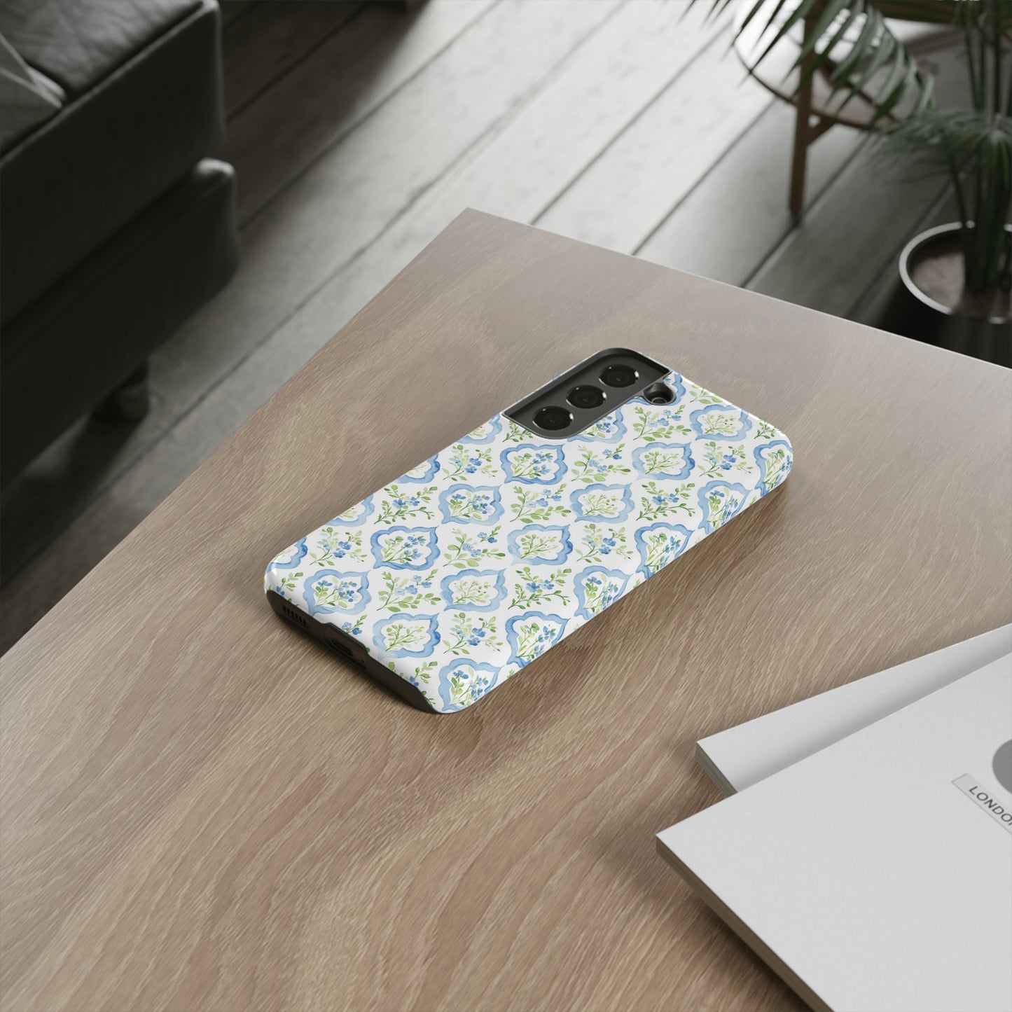 Blue Floral Damask phone case | Tough Case | iPhone 17
