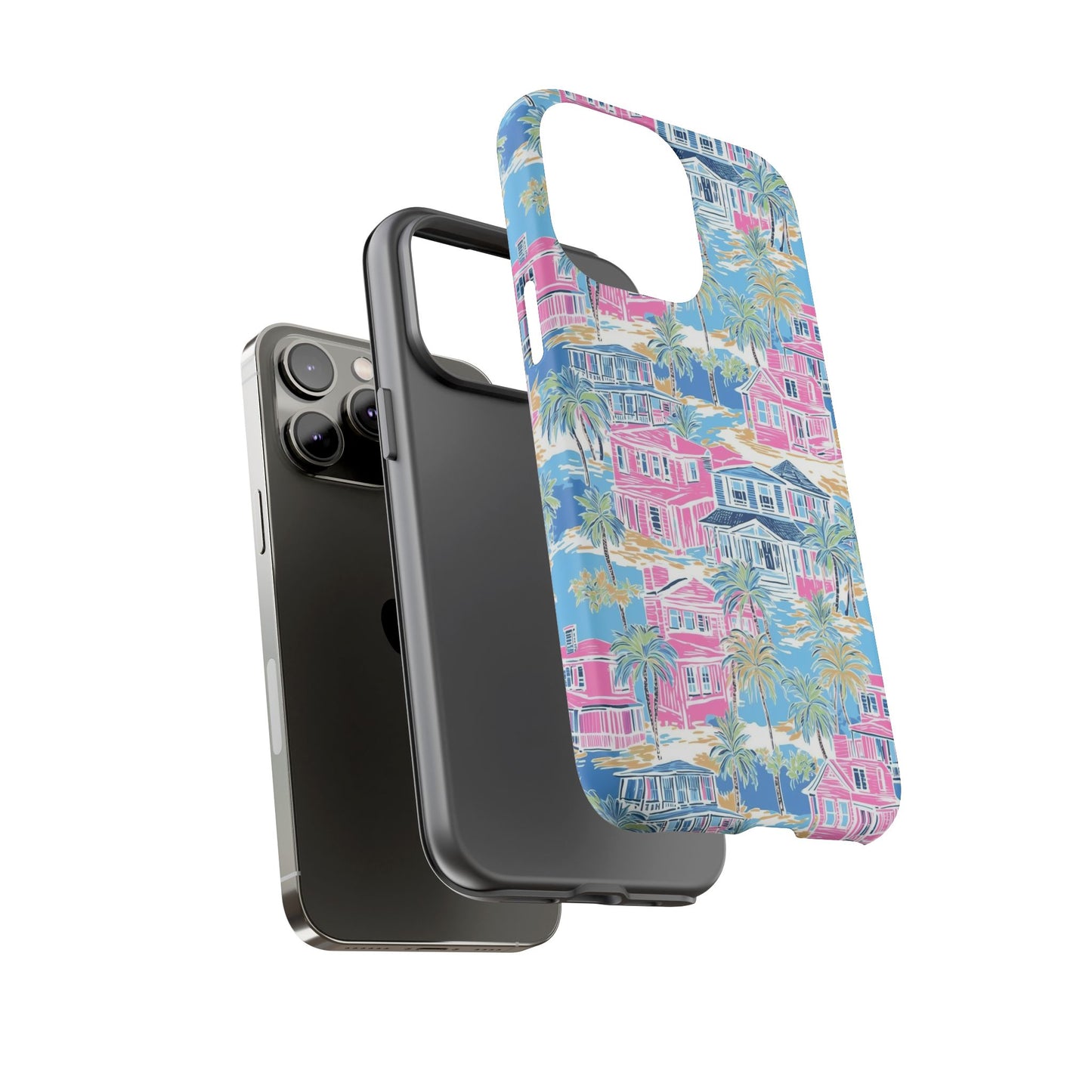 Tropical Beach Houses Tough Case | Palm Tree Coastal Phone Cover | iPhone 17
