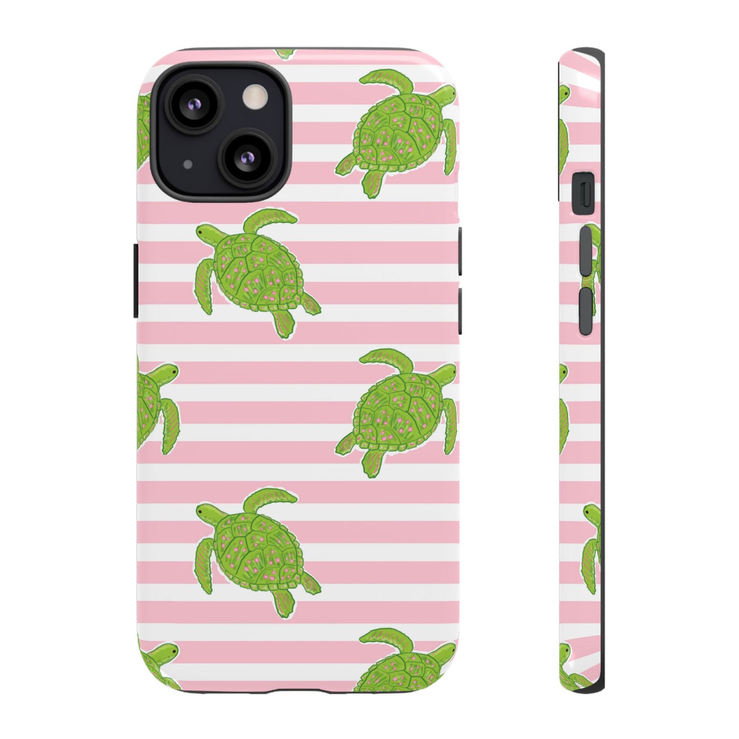 Green Sea Turtles Phone Case | Pink Stripes Tough Case | iPhone 17