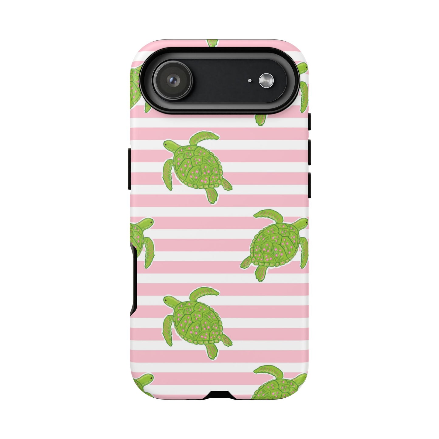 Green Sea Turtles Phone Case | Pink Stripes Tough Case | iPhone 17