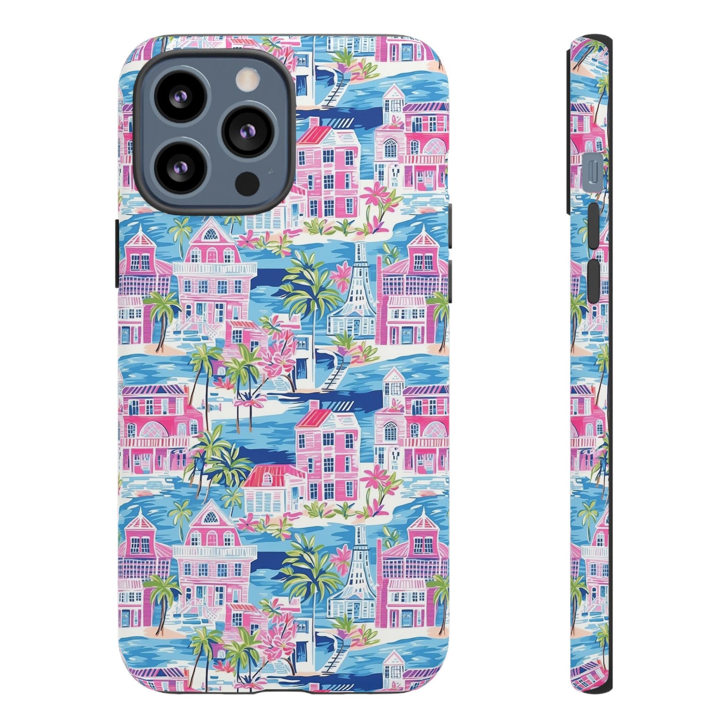 Pink Coastal Houses phone case | Tough Case | iPhone 17