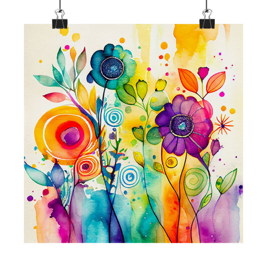 Colorful Abstract Floral Wall Art Poster | Vibrant Wildflower Botanical Print | Boho Modern Home Decor