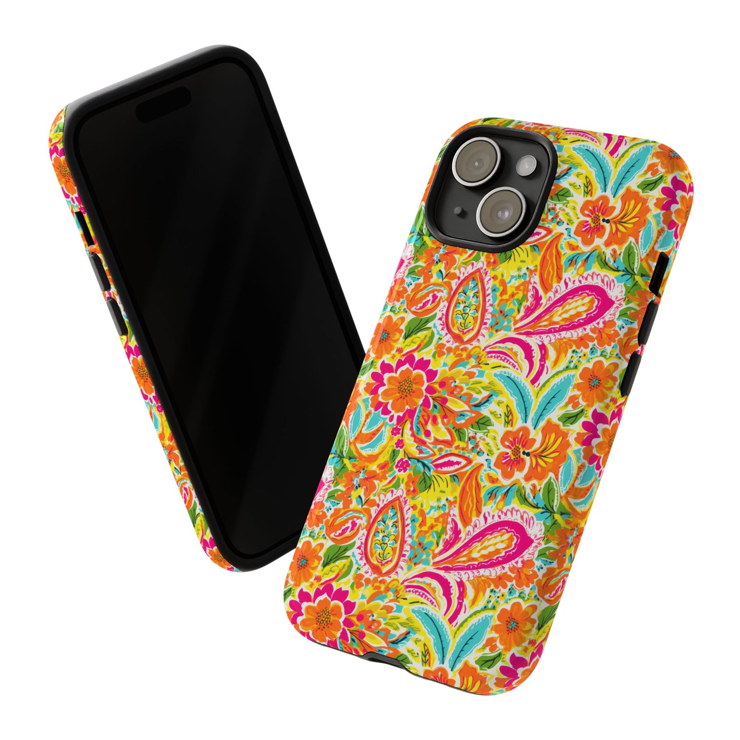 Vibrant Floral Paisley phone case | Tough Cases | Orange and Pink Floral | iPhone 17