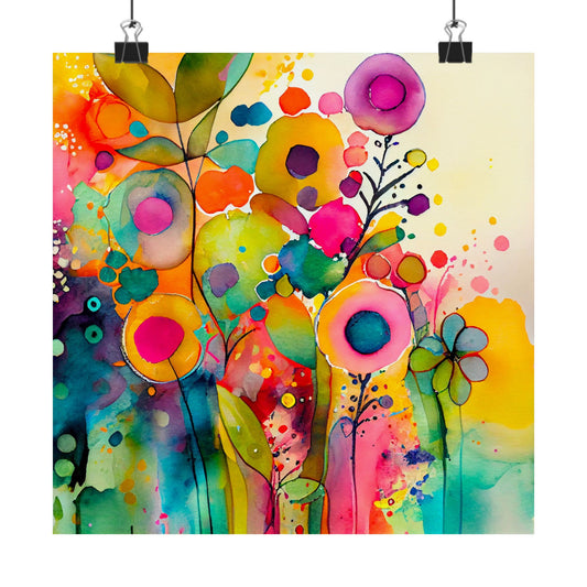 Colorful Abstract Floral Wall Art Poster | Vibrant Wildflower Botanical Print | Boho Modern Home Decor