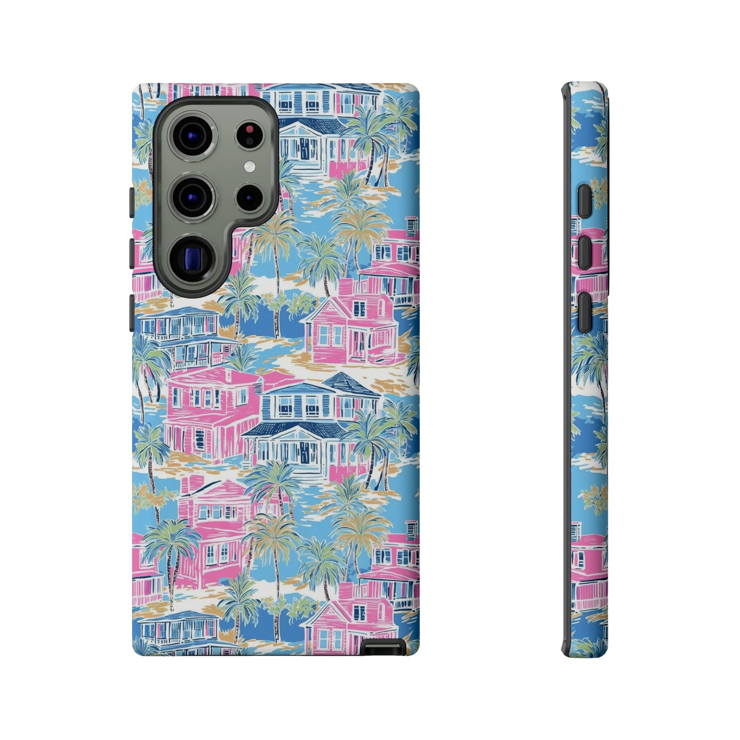 Tropical Beach Houses Tough Case | Palm Tree Coastal Phone Cover | iPhone 17