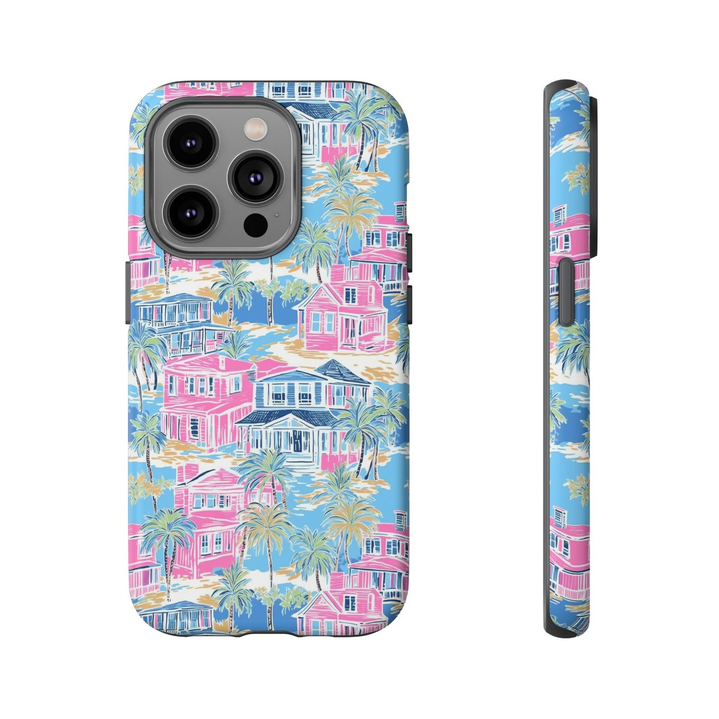 Tropical Beach Houses Tough Case | Palm Tree Coastal Phone Cover | iPhone 17