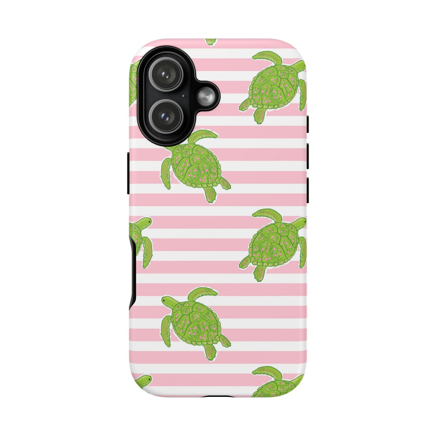 Green Sea Turtles Phone Case | Pink Stripes Tough Case | iPhone 17
