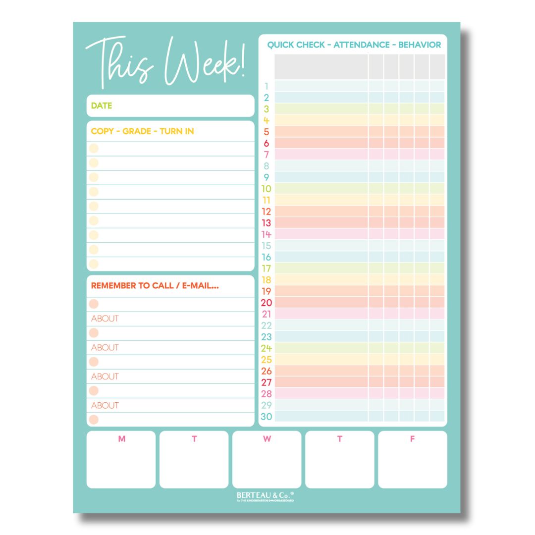 Notepad - THIS WEEK in My Classroom - Teacher's Weekly Notepad