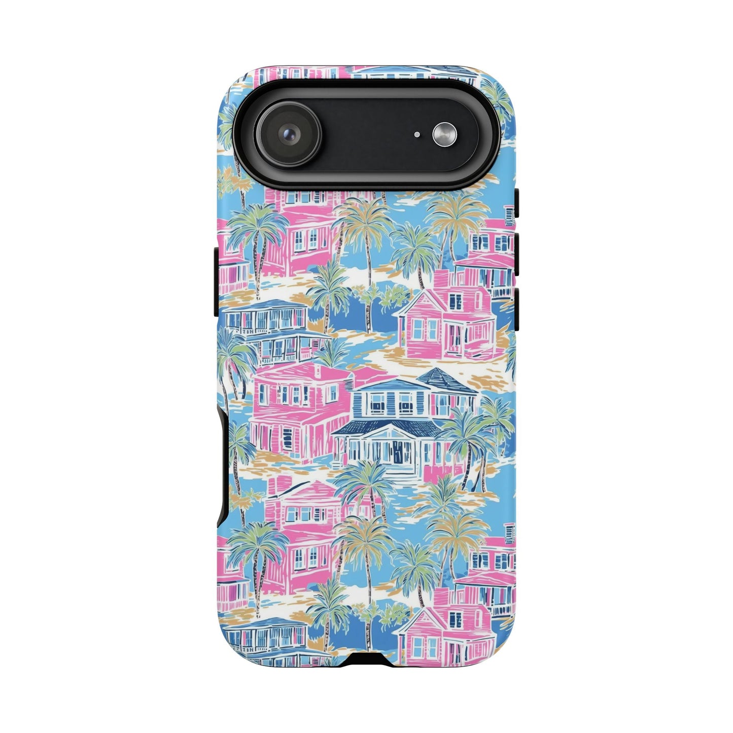 Tropical Beach Houses Tough Case | Palm Tree Coastal Phone Cover | iPhone 17