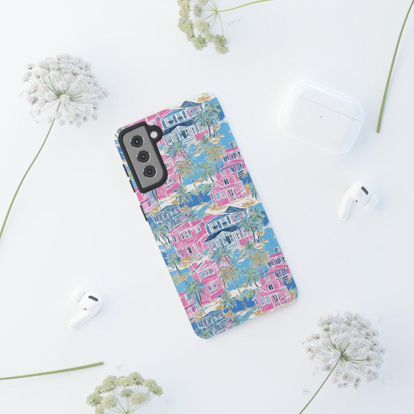 Tropical Beach Houses Tough Case | Palm Tree Coastal Phone Cover | iPhone 17