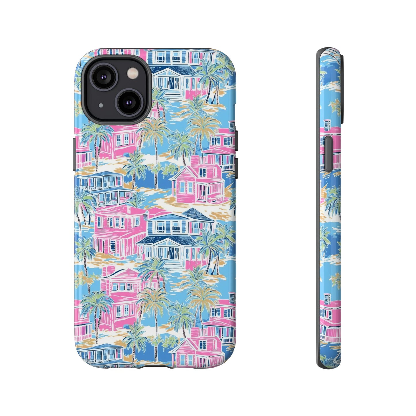 Tropical Beach Houses Tough Case | Palm Tree Coastal Phone Cover | iPhone 17