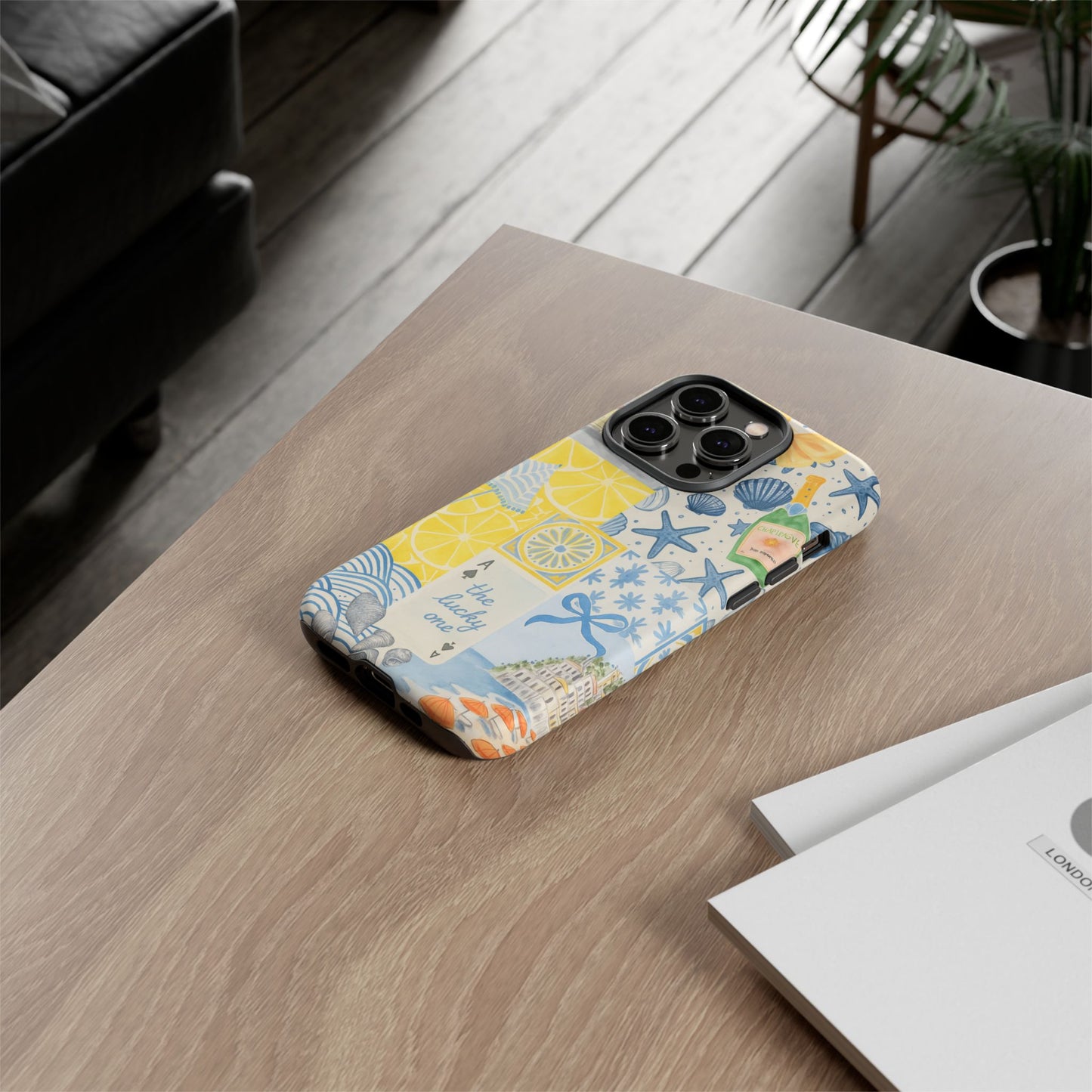 Coastal Collage Phone Case | Beach Shells, Starfish, Lemon, Scenic Travel | Italian Summer