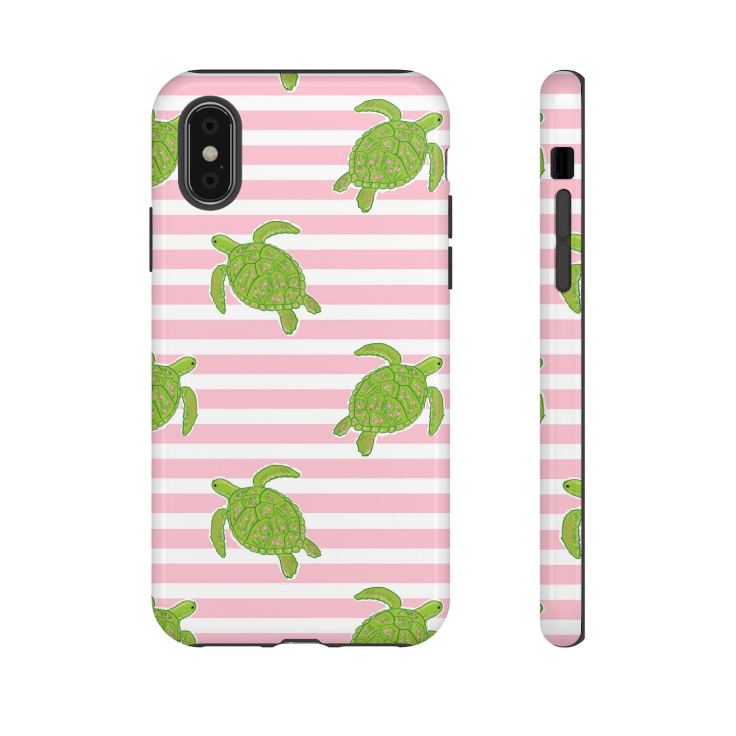Green Sea Turtles Phone Case | Pink Stripes Tough Case | iPhone 17