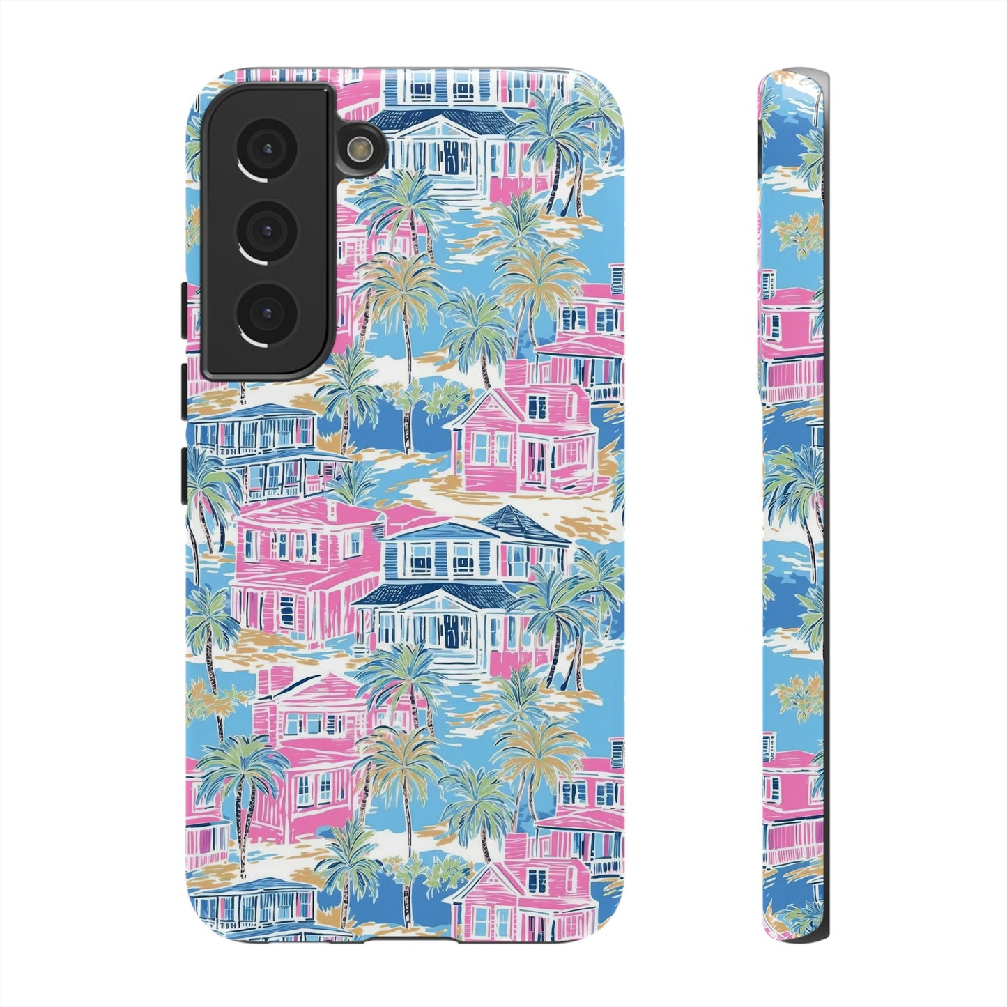 Tropical Beach Houses Tough Case | Palm Tree Coastal Phone Cover | iPhone 17